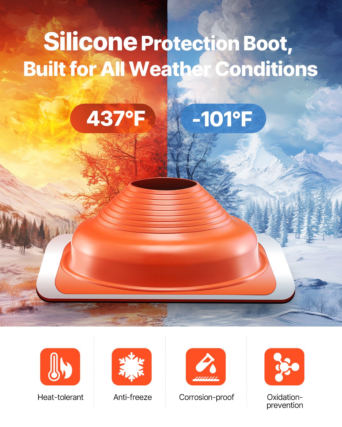 VEVOR 2 Pcs Metal Roof Pipe Flashing Boot Fit 160-300 mm Pipe High Temp Silicone