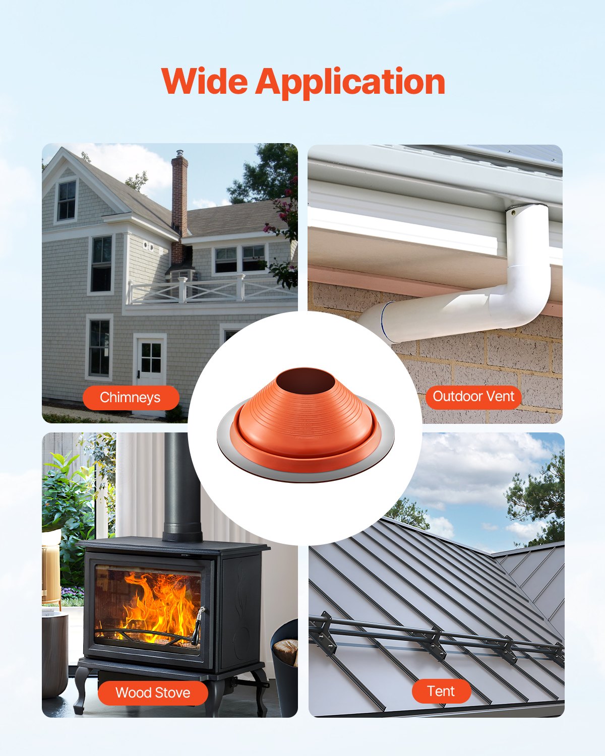 VEVOR Metal Roof Pipe Flashing Boot Fits 254-483 mm Pipe High Temp Red Silicone
