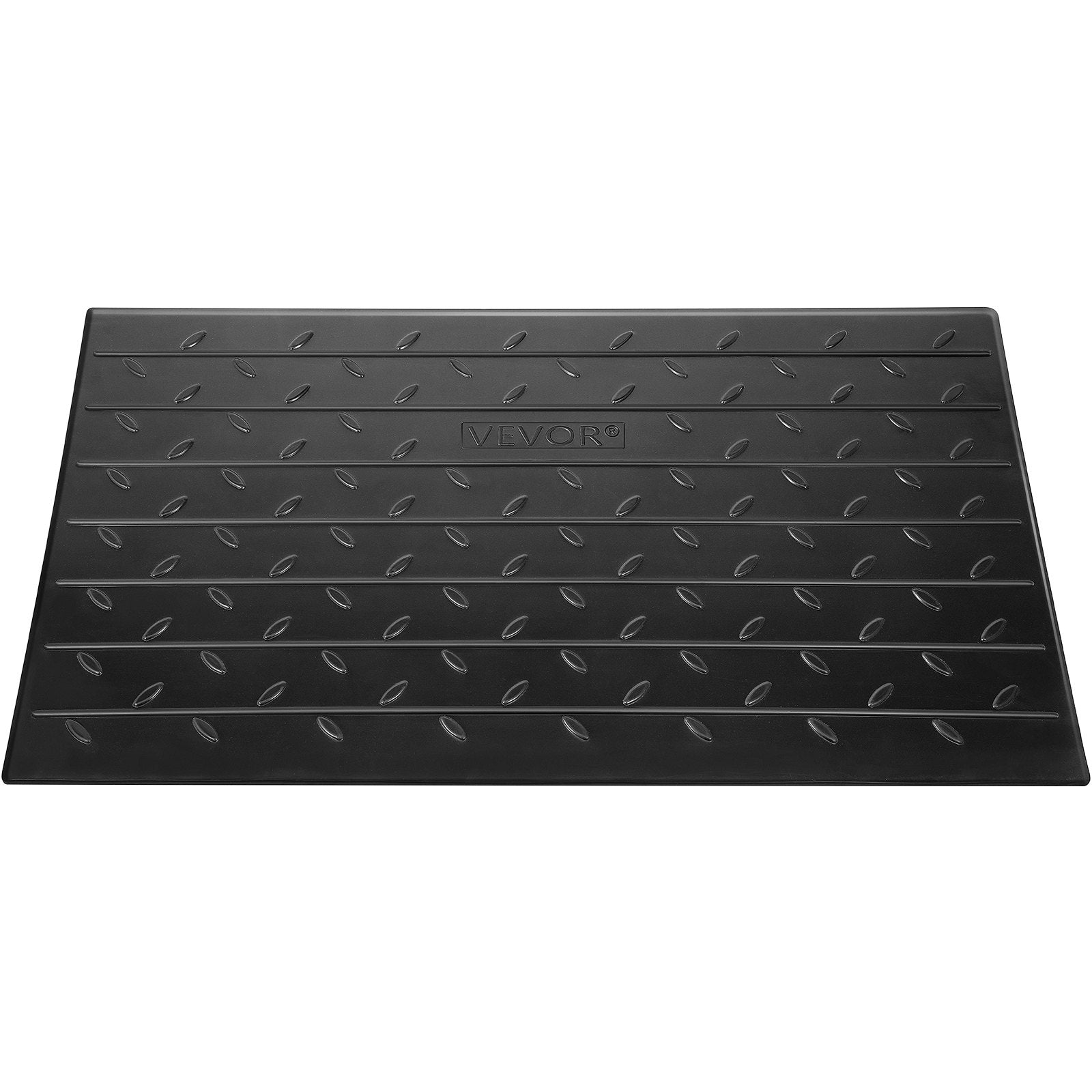 VEVOR Rubber Threshold Ramp, 7.62 cm Rise Threshold Ramp Doorway, 3 Channels Cord Cover Rubber Solid Threshold Ramp, Rubber Angled Entry Rated 997.9 kg Load Capacity for Wheelchair and Scooter