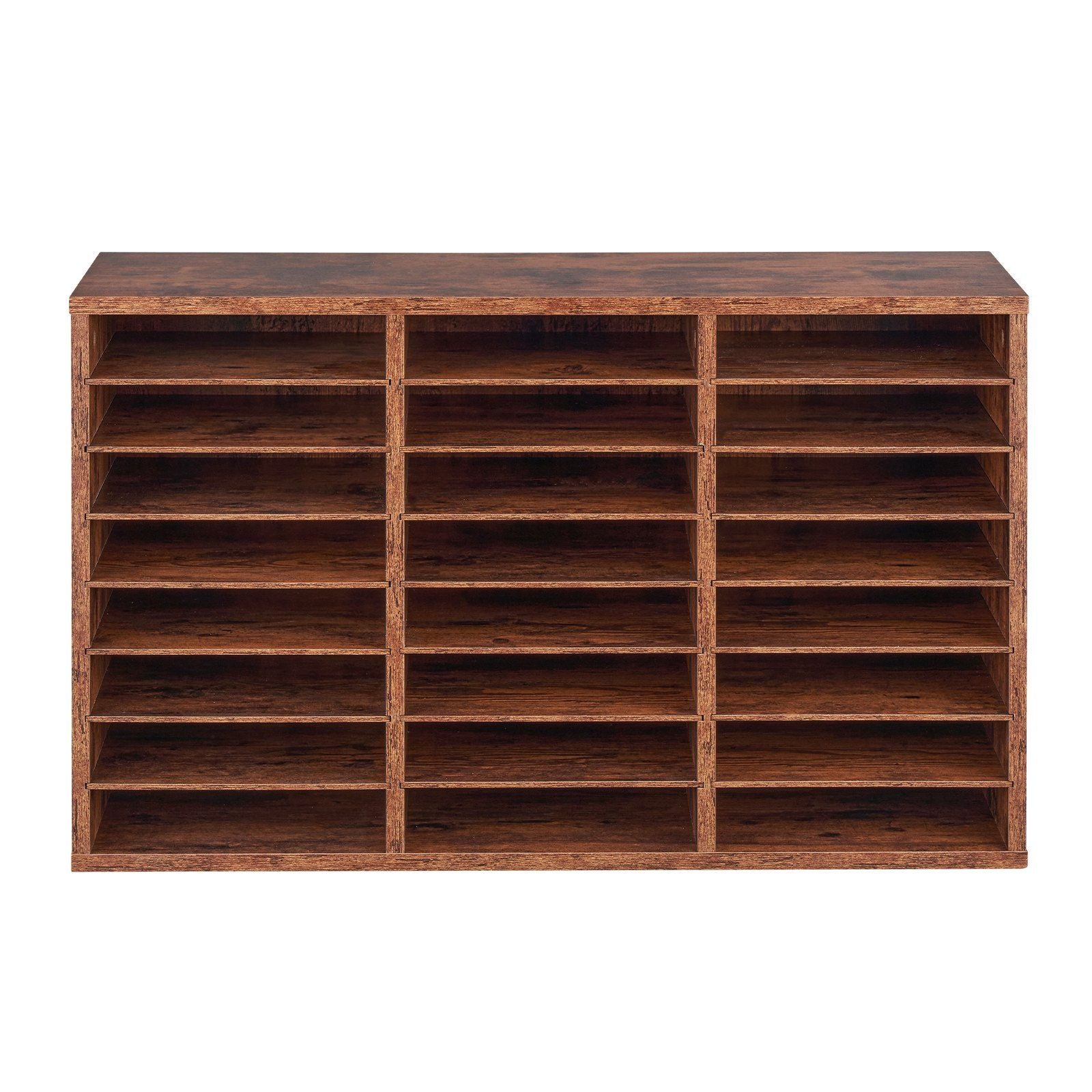 Literature Organizer, 24 Compartments Office Mailbox with Removable Shelves, Wooden Mailbox Sorter Particle Board Office Home Classroom Storage, File Sorter for Documents, Papers, Dark Brown