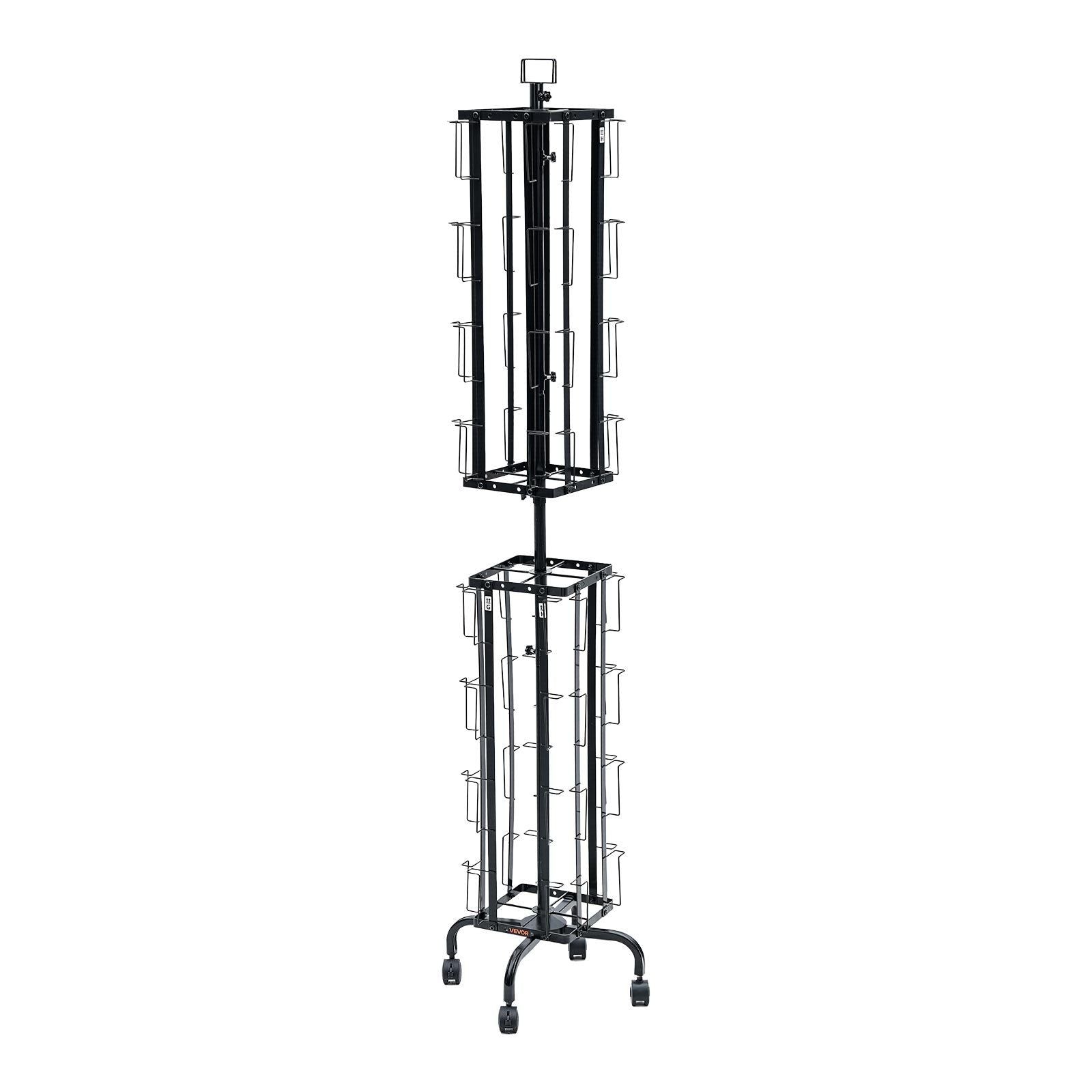 Greeting Cards Display Rack, 32 Pockets Rotating Postcard Brochure Display Stand, 360° Spinning Card Display Rack with Sign Holder & 4 Wheels (2 Lockable) for Exhibitions Office Trade Show