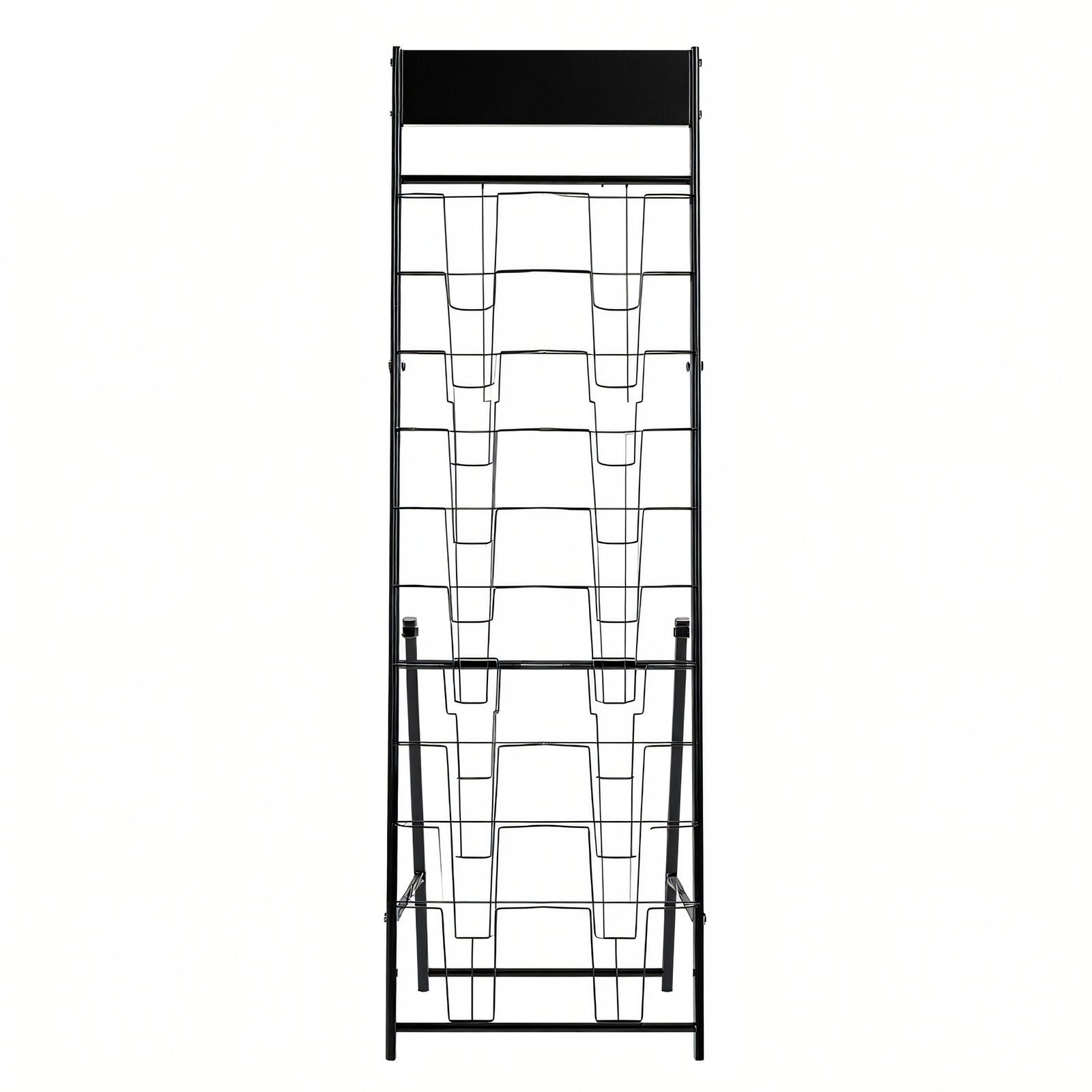 VEVOR Brochure Display Rack, 20 Pockets Magazine Literature Display Stand, Portable Floor Standing Magazine Rack, Metal Newspaper Catalog Holders for Shop, Exhibitions, Office, Trade Show, Black
