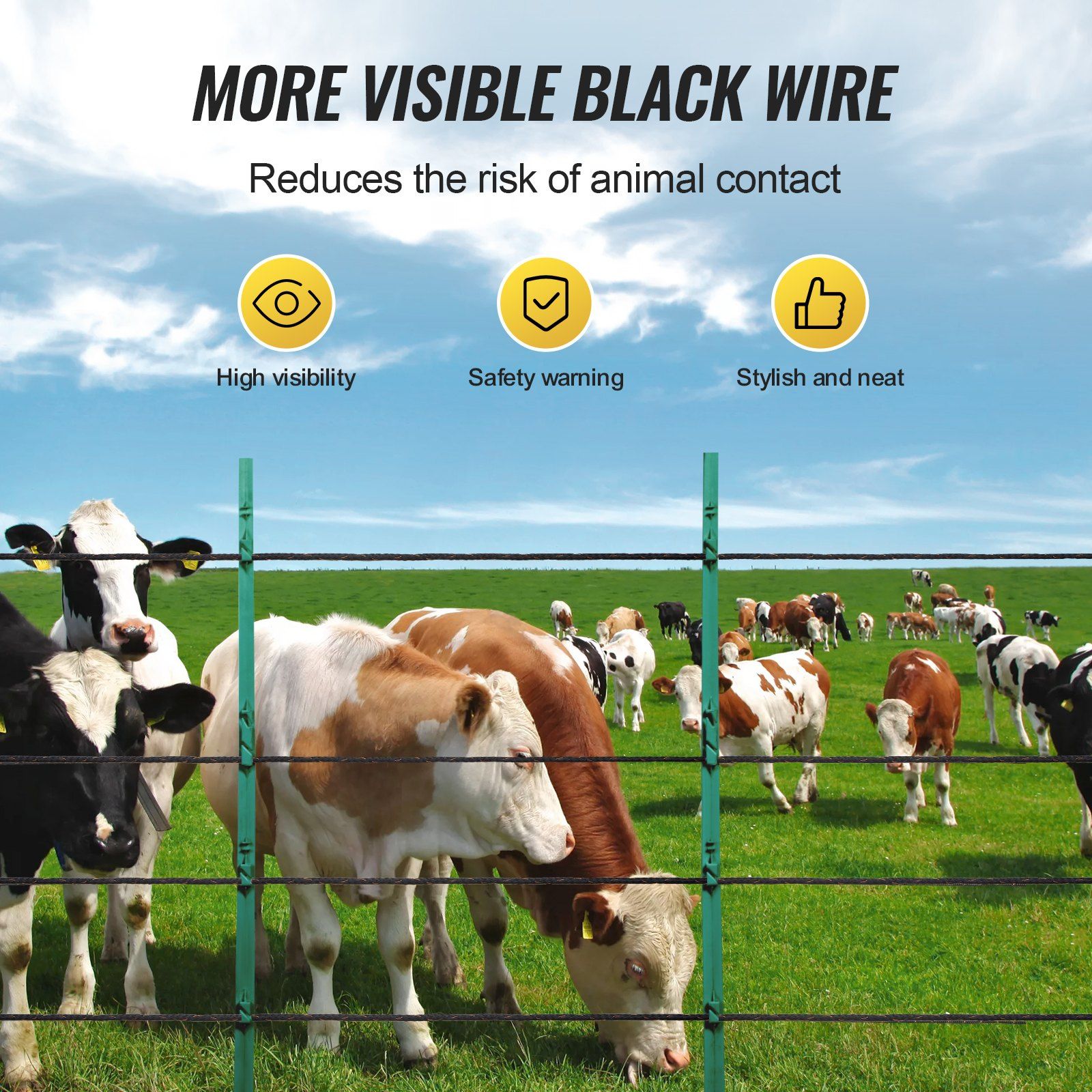 Electric Fence Wire, 1000Ft 305M Portable Polywire, 1/4" Diameter 2 Copper Strands for Reliable Conductivity and Rust Resistance, Fencing Rope Line for Horse, Cattle, Livestock