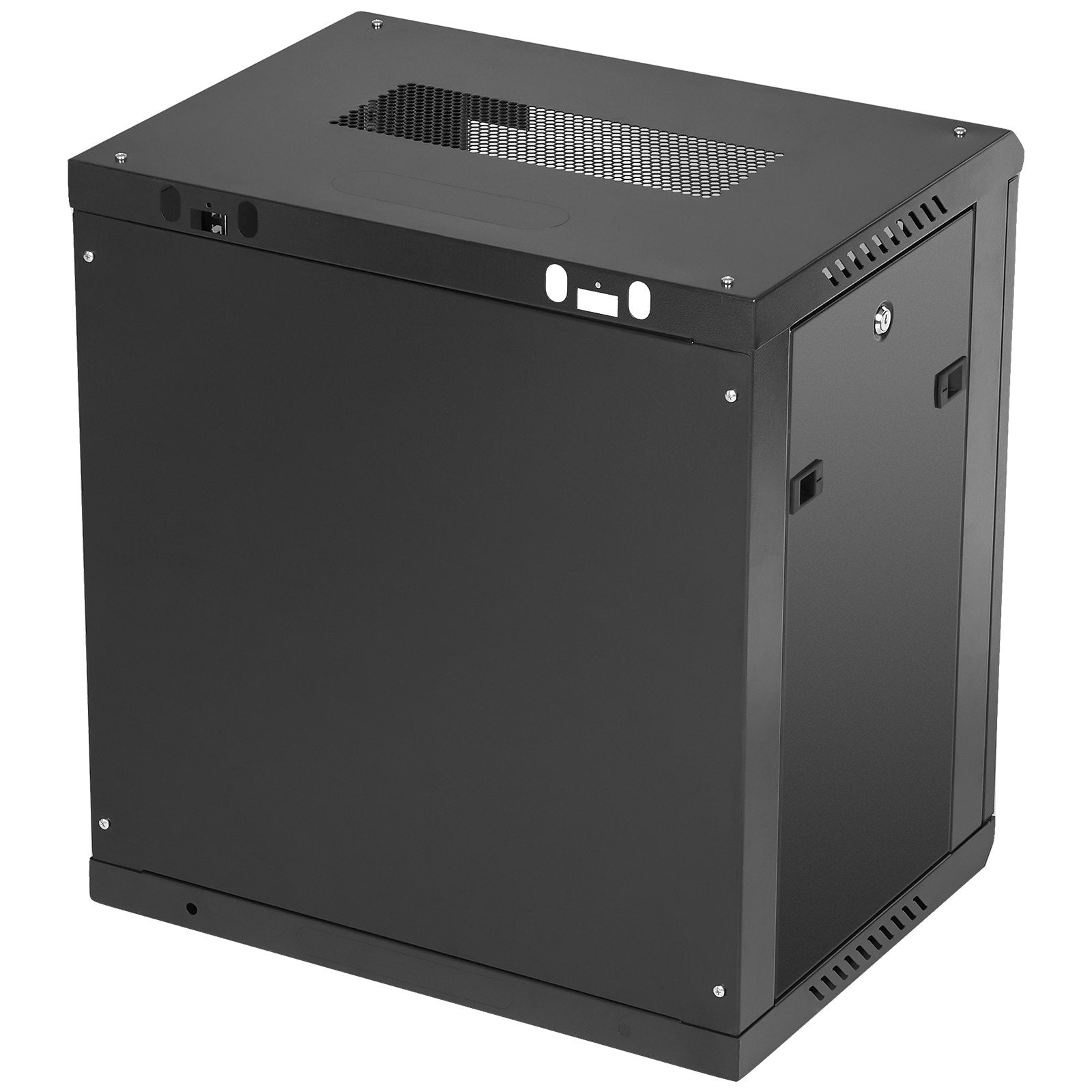 VEVOR Wall Mount Network Server Cabinet, 393.7 mm Deep, Server Rack Cabinet Enclosure, 90.72 kg Max. Ground-mounted Load Capacity, with Locking Glass Door Side Panels, for IT Equipment, A/V Devices