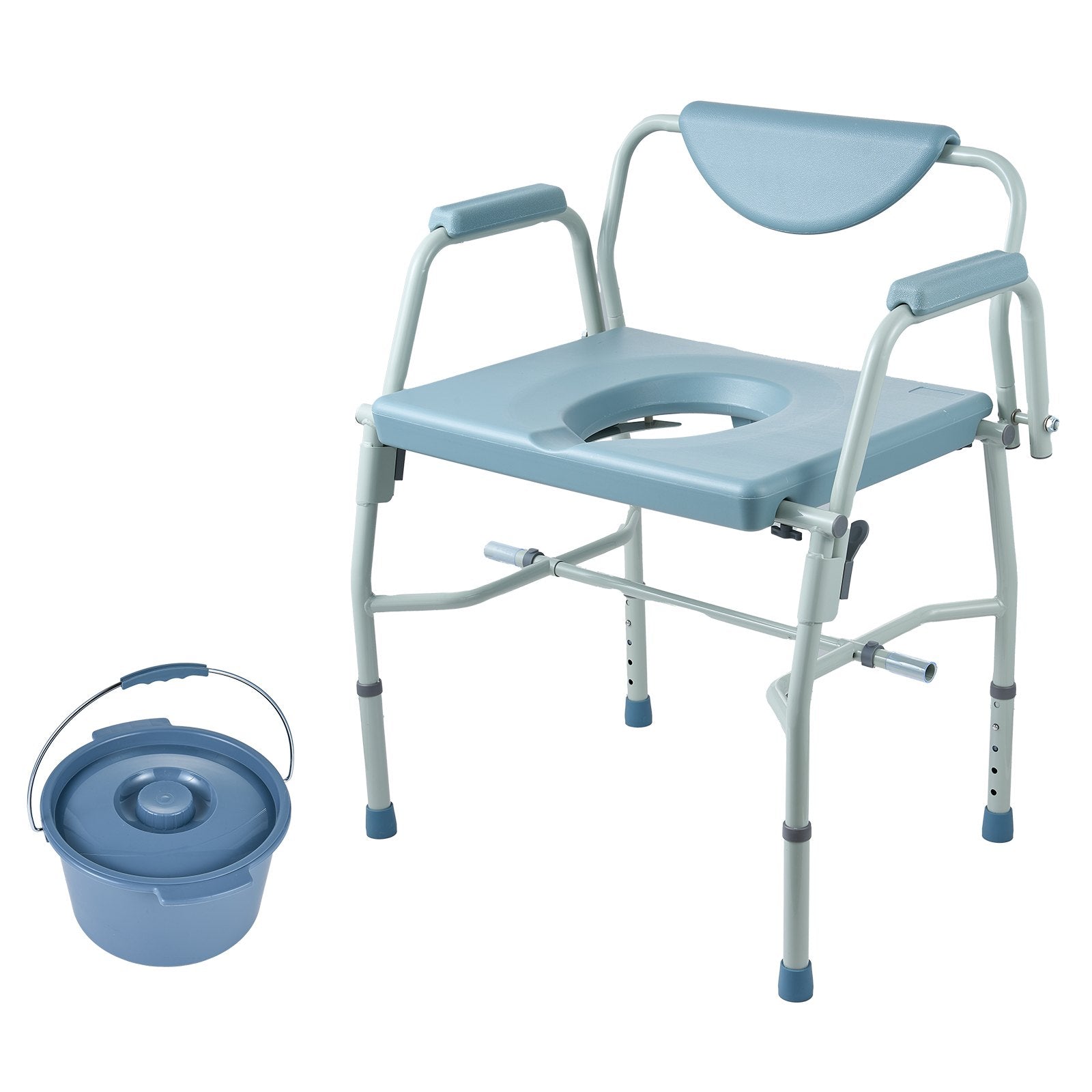 VEVOR Commode Chair, Bedside Commode with Drop-Down Arms and Detachable Backrest, 5-Level Adjustable Height, 7L Removable Bucket, Easy to Assemble, 1000LBS Capacity, Portable Toilet for Adults Seniors