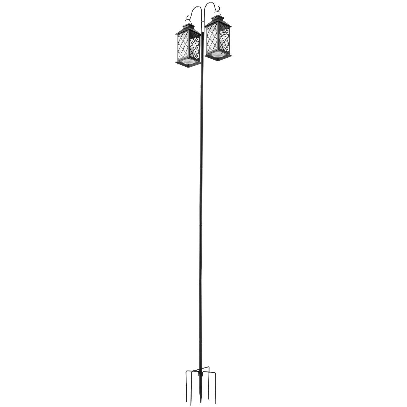 Double Shepherds Hooks for Outdoor, 8 Pack 1950 mm Heavy Duty Bird Feeder Pole, 19 mm Thick Garden Hooks for Hanging Hummingbird Feeder, Plant Baskets, Solar Light Lanterns,Wind Chimes
