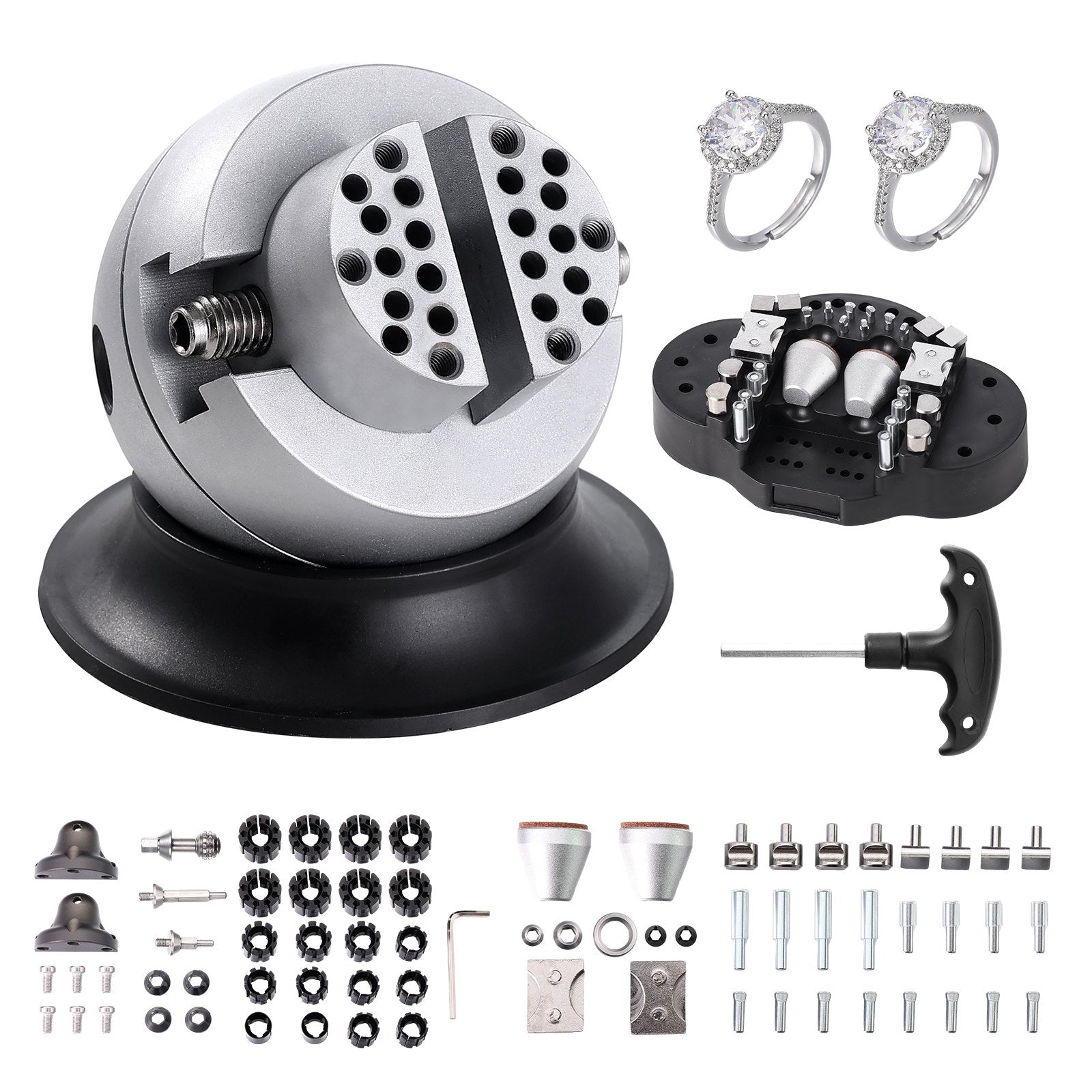 VEVOR Ball Vise, 3" Engraving Setting Tool, 360° Rotation Engraving Block Vise, 70 PCS Attachment Jewelry Engraving Block Tools Standard Block for Gemstone Inlay and Small-Scale Engraving