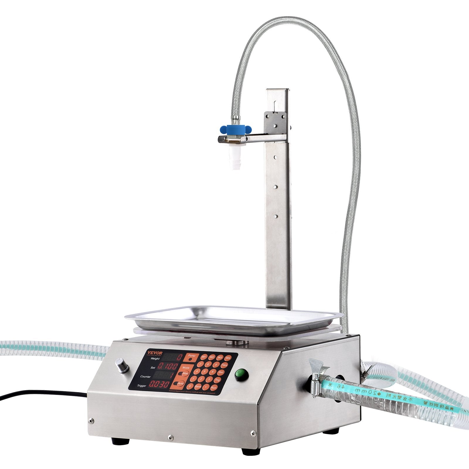 VEVOR Liquid Filling Machine, 30-15000 g Weighing Capacity, Automatic Bottle Filler Machine Bottling Machine Digital Control for Milk, Water, Oil, Wine, Beverage, Detergent, Shampoo (Single Nozzle)