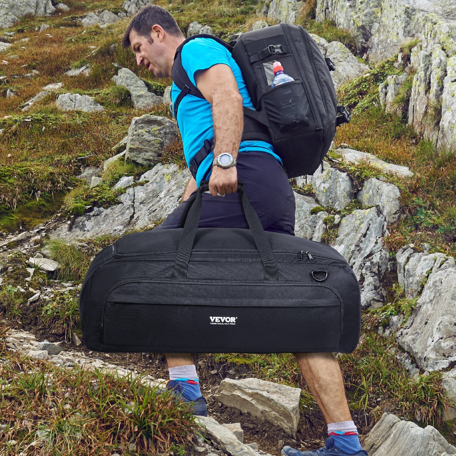 VEVOR Telescope Case, 770 mm, Telescope Storage Bag with Fixed Buckles, Multi-Pocket and Detachable Divider, Shock-Absorbent Telescope Carrying Case for Optical Tube & Tripod, Counterweight Pocket