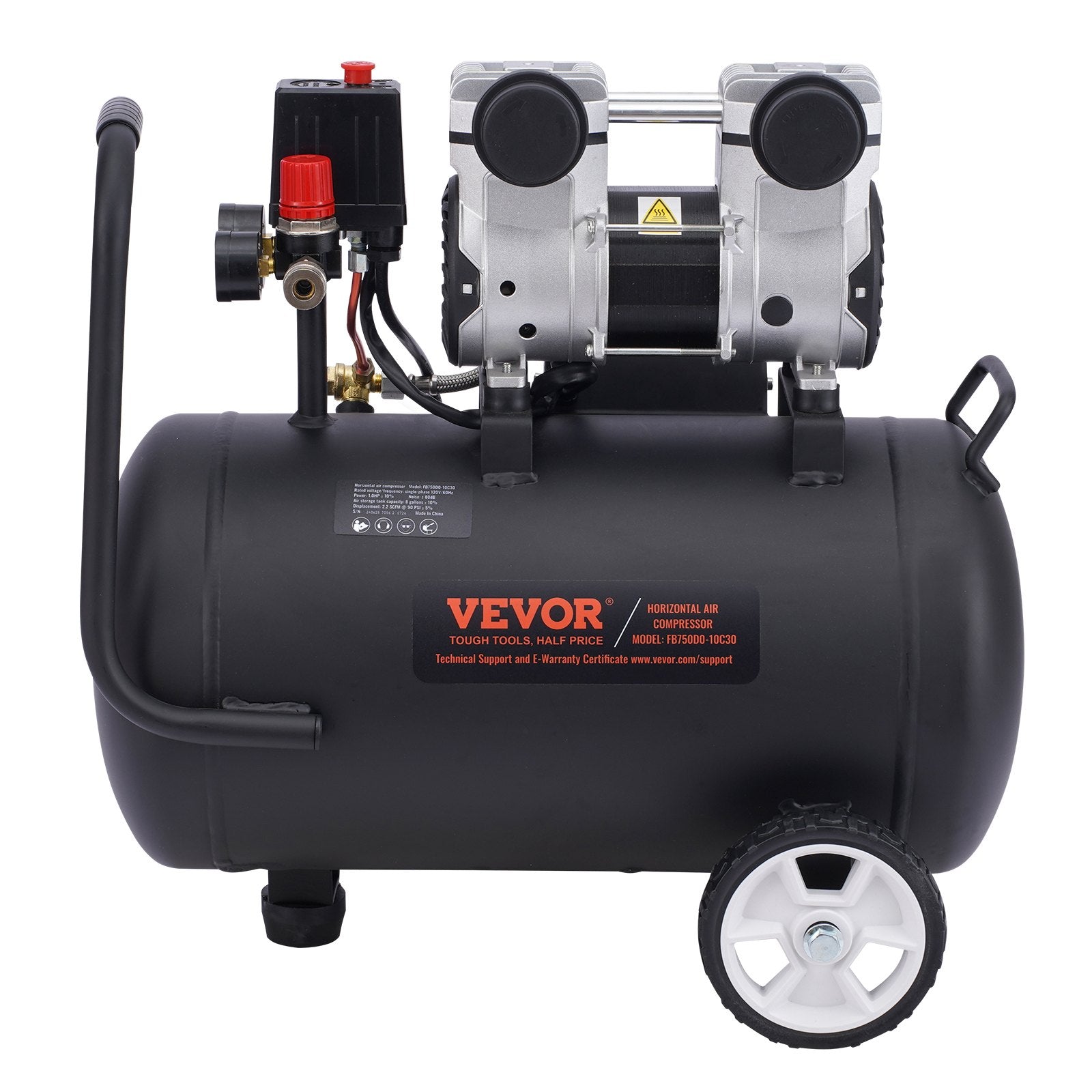 VEVOR Air Compressor Compact Portable Oil Free Compressor 30L 90 PSI