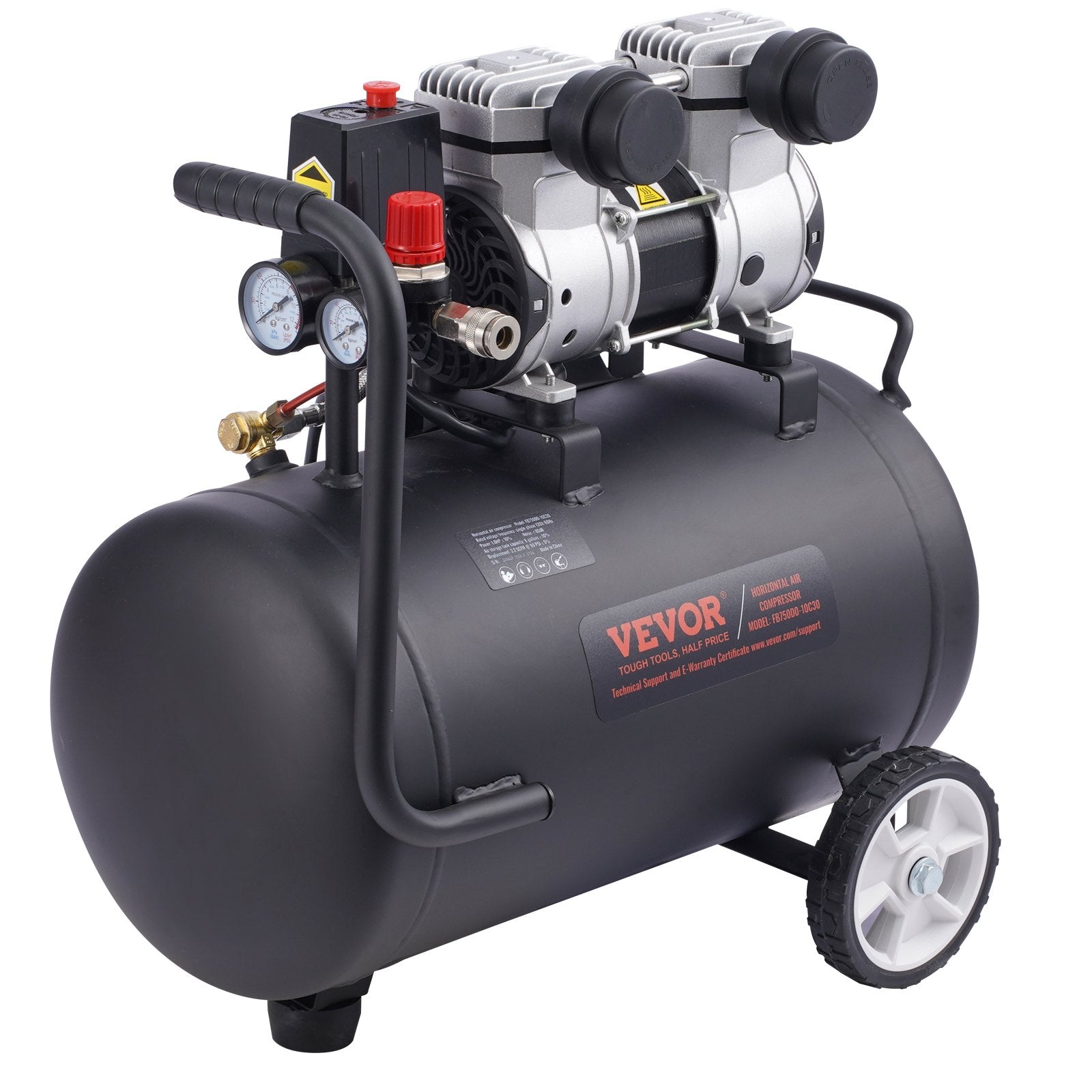 VEVOR Air Compressor Compact Portable Oil Free Compressor 30L 90 PSI