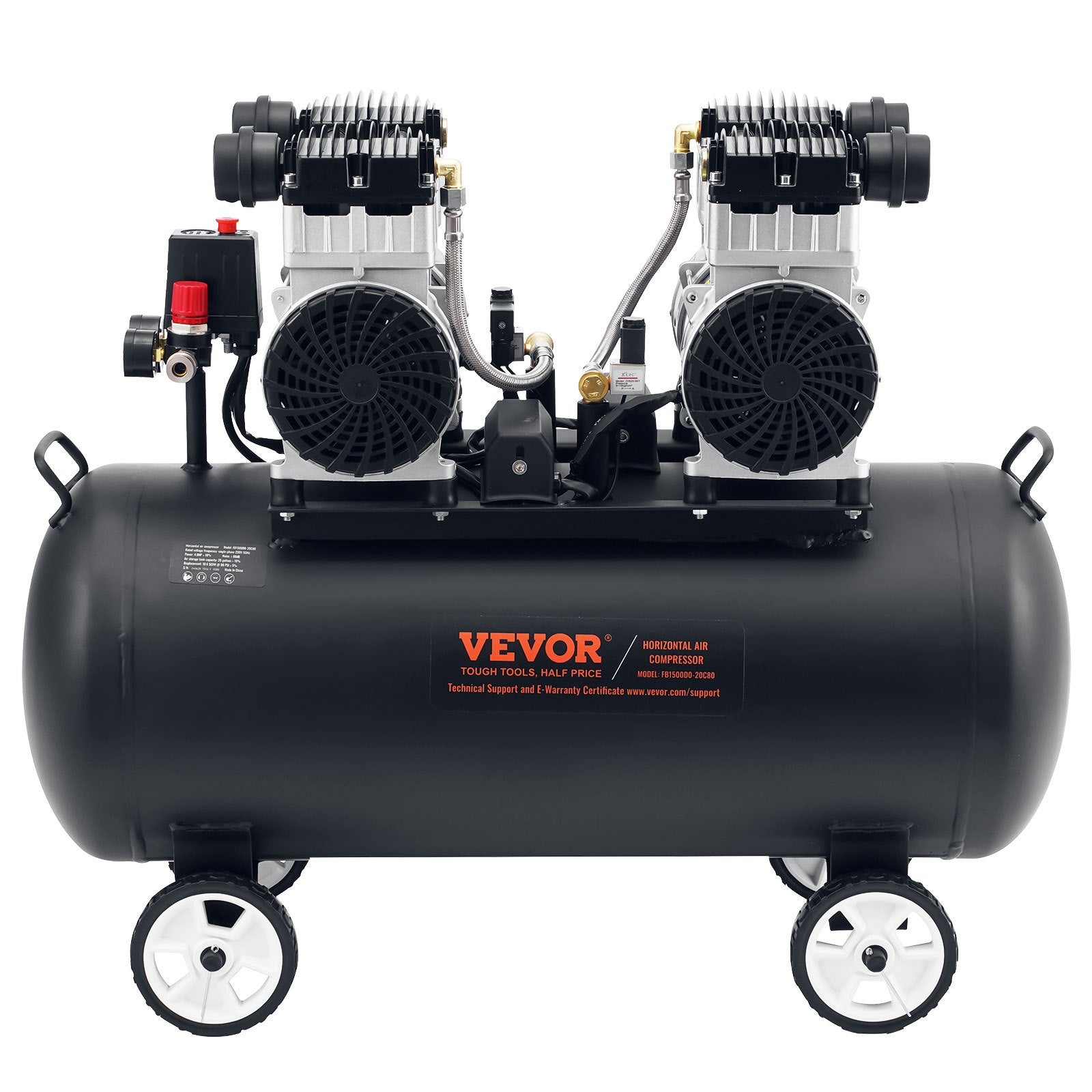 VEVOR Air Compressor Compact Portable Oil Free Compressor 75L 90 PSI