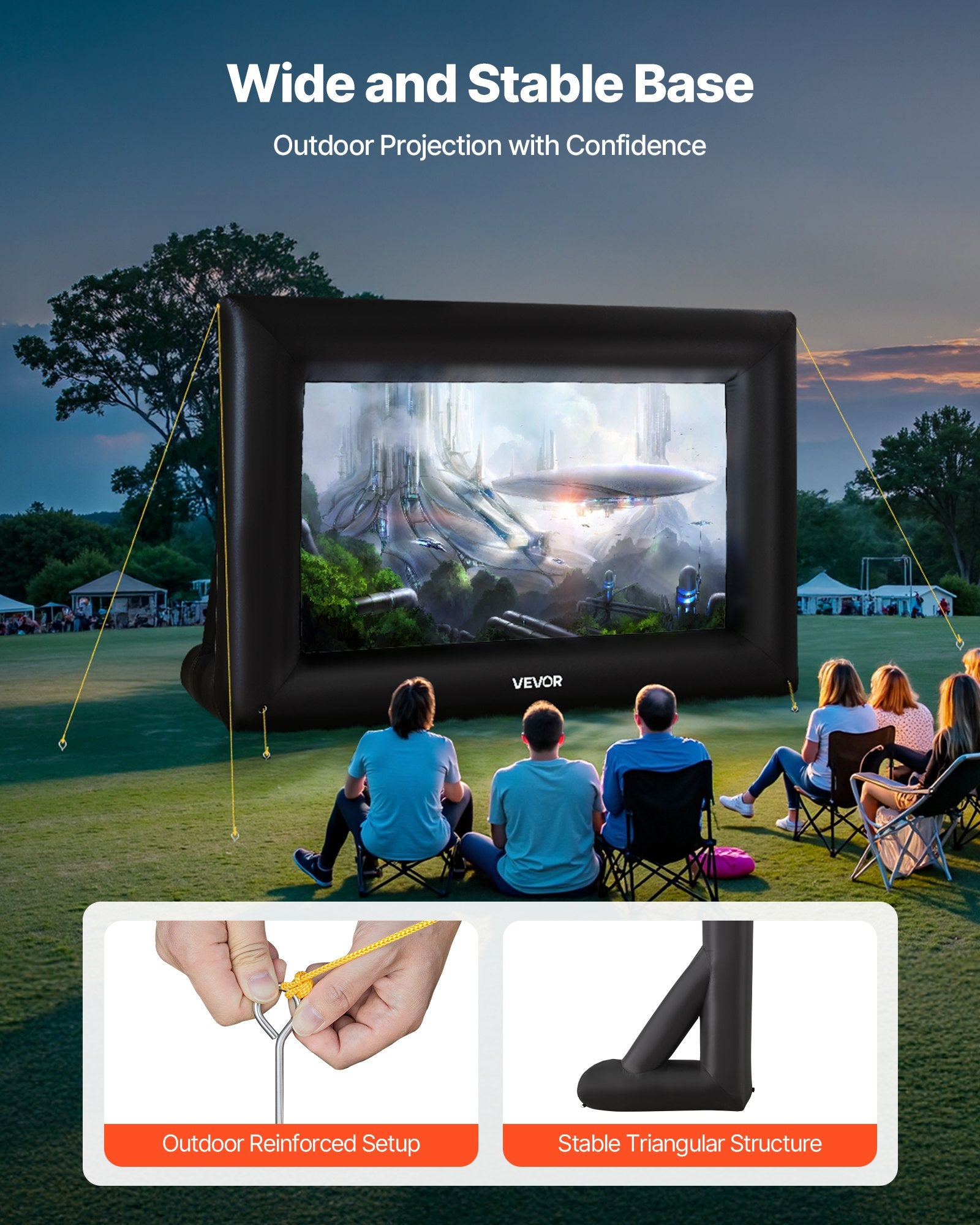 VEVOR 14 ft Inflatable Movie Screen 16:9 600D Movie Projector with Portable Bag
