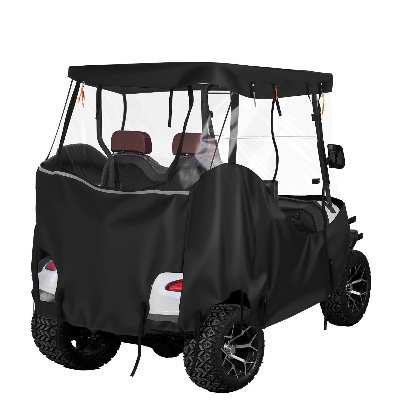 Golf Cart Cover, Visible Full-Enclosure 2&2+2 Passenger Golf Cart, 600D Waterproof Oxford Fabric Club Car Cover Fits Most Carts Club Car, Yamaha, EZGO, Honda, PVC Coating & Windproof Hook Design