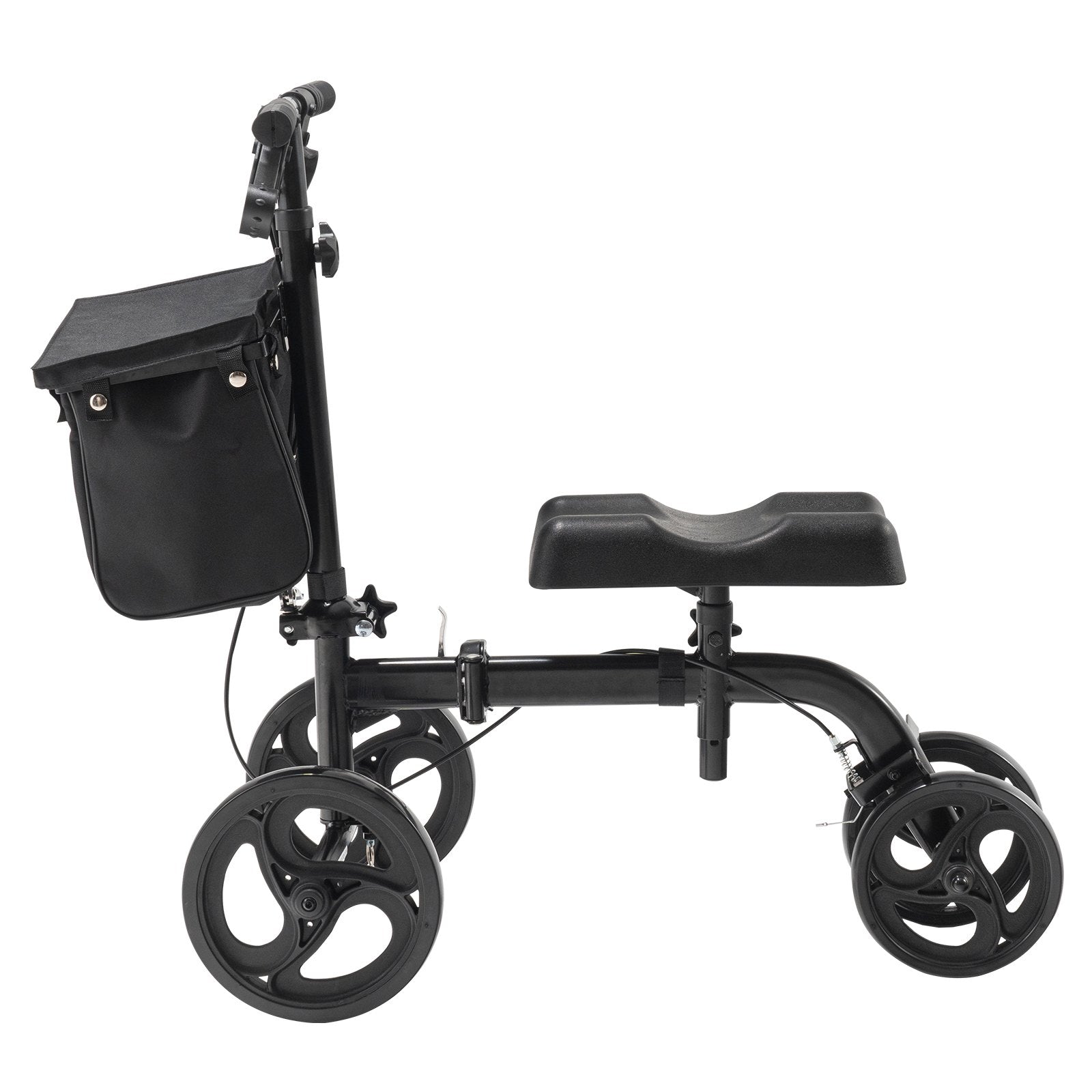 VEVOR Folding Knee Scooter, Carbon Steel Steerable Knee Walker with Height-Adjustable Handlebar & Knee Pad, All-Terrain Solid Wheels, Dual Brakes, Leg Recovery Scooter for Broken Ankle Foot Injuries