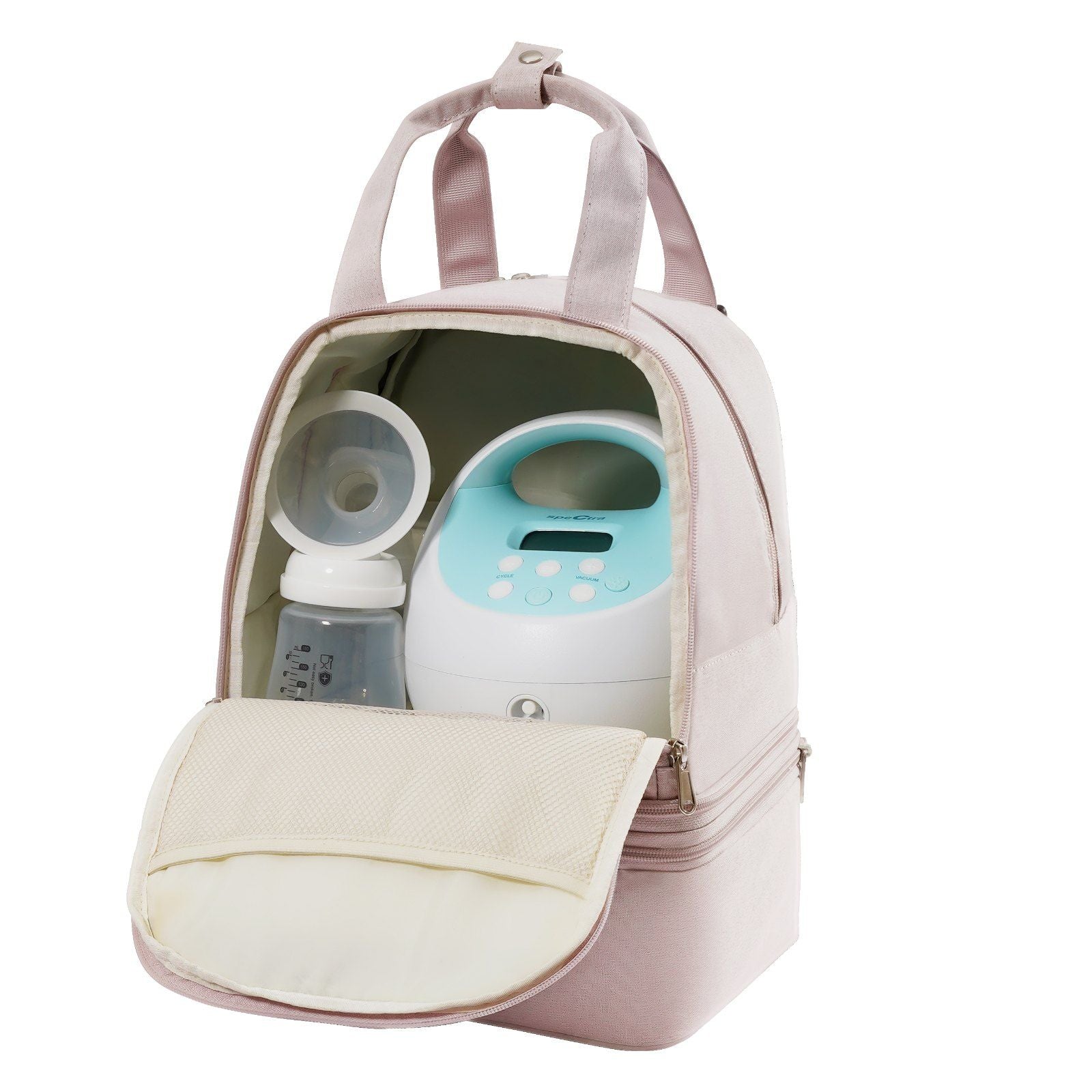 Breast Pump Backpack, Breast Feeding Bag with Ice Pack, Fits for S1/S2, Pumping Accessories & Breastmilk Storage, Portable Pump Carrying Case for Work, Travel and Family Use, Light Pink