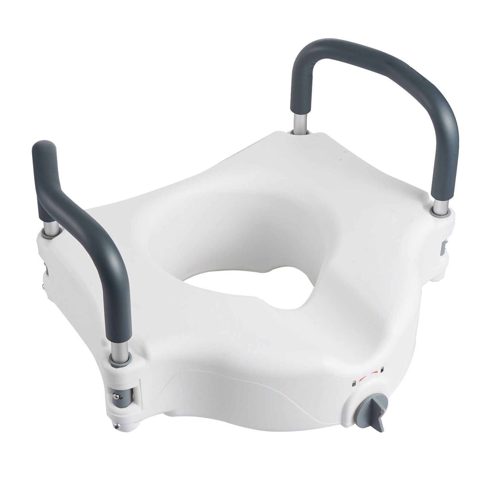 Raised Toilet Seat with Arms, 136.1 kg Load Capacity, 127 mm Lift Height, Widened Commode Elevated Toilet Seat Riser with Padded Handles for Seniors, Elderly, Handicap, Disabled, and Adults Use