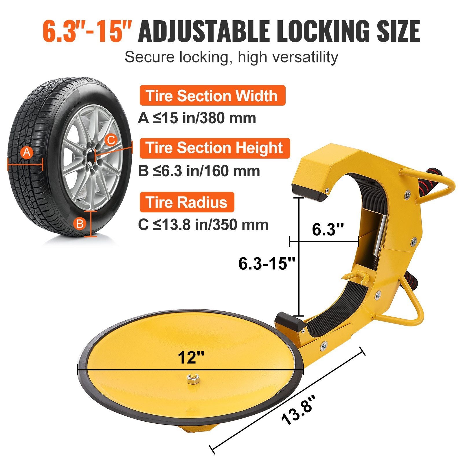 Wheel Lock Clamp, 2-Pack Trailer Wheel Lock, Heavy-Duty Anti Theft Tire Lock, Adjustable Tire Boot Lock Tire Claw, Trailer Wheel Locks for RV Trailers, Cars, Trucks, SUVs