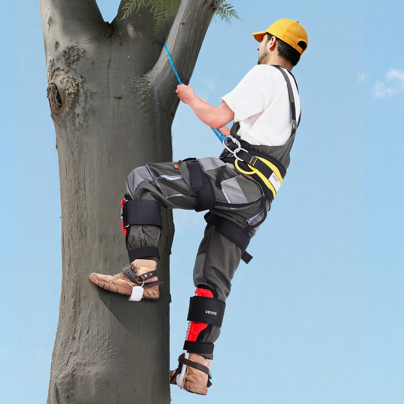 Tree Climbing Spikes Set, Height-Adjustable Tree Climbing Gear with Straps & Spike Protectors, 159 kg Load Capacity, Durable Aluminum Climb Spurs Arborist Equipment for Fruit Picking Hunting