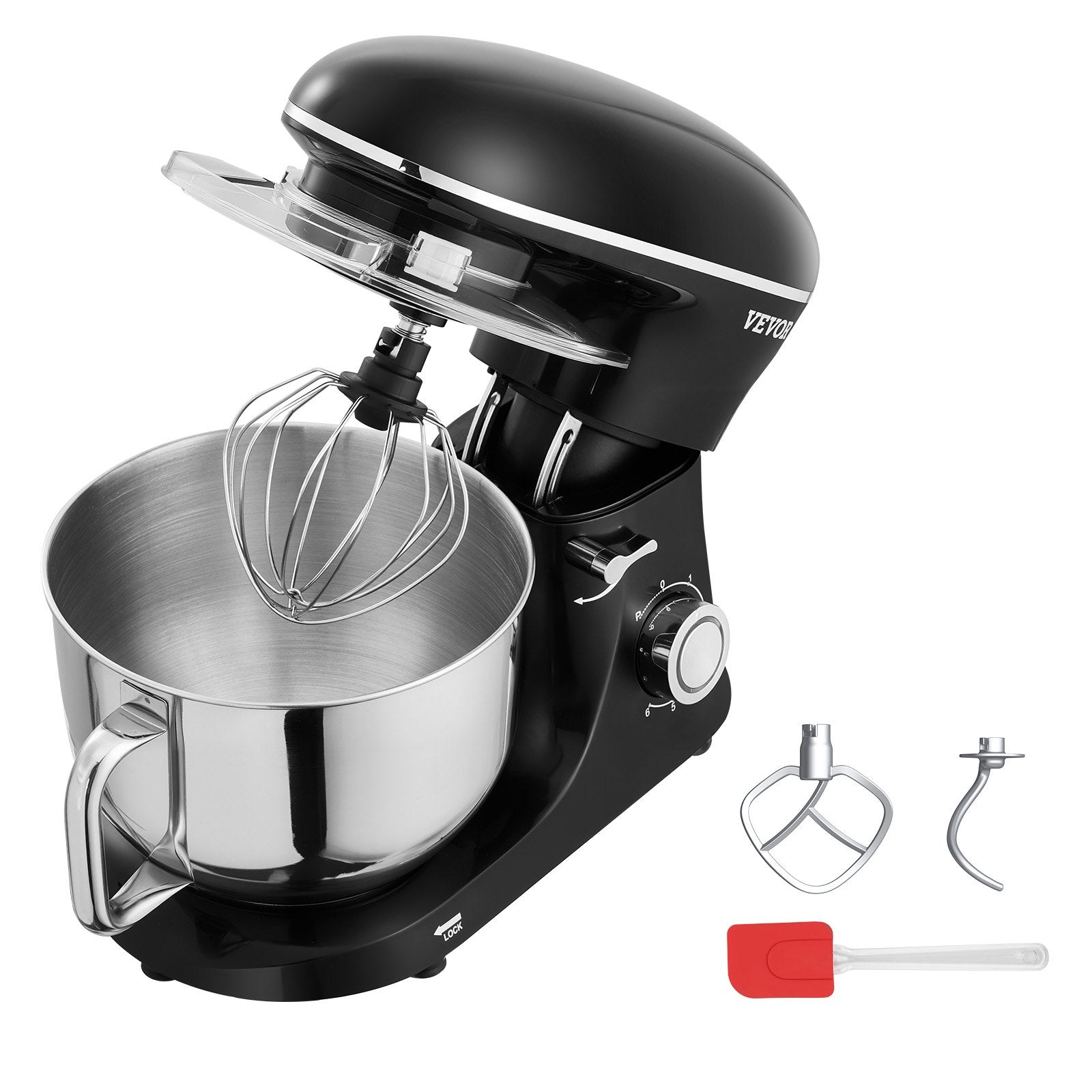 VEVOR Stand Mixer 5.68 L Electric Dough Mixer 1100W 6 + P Speeds Food Beater