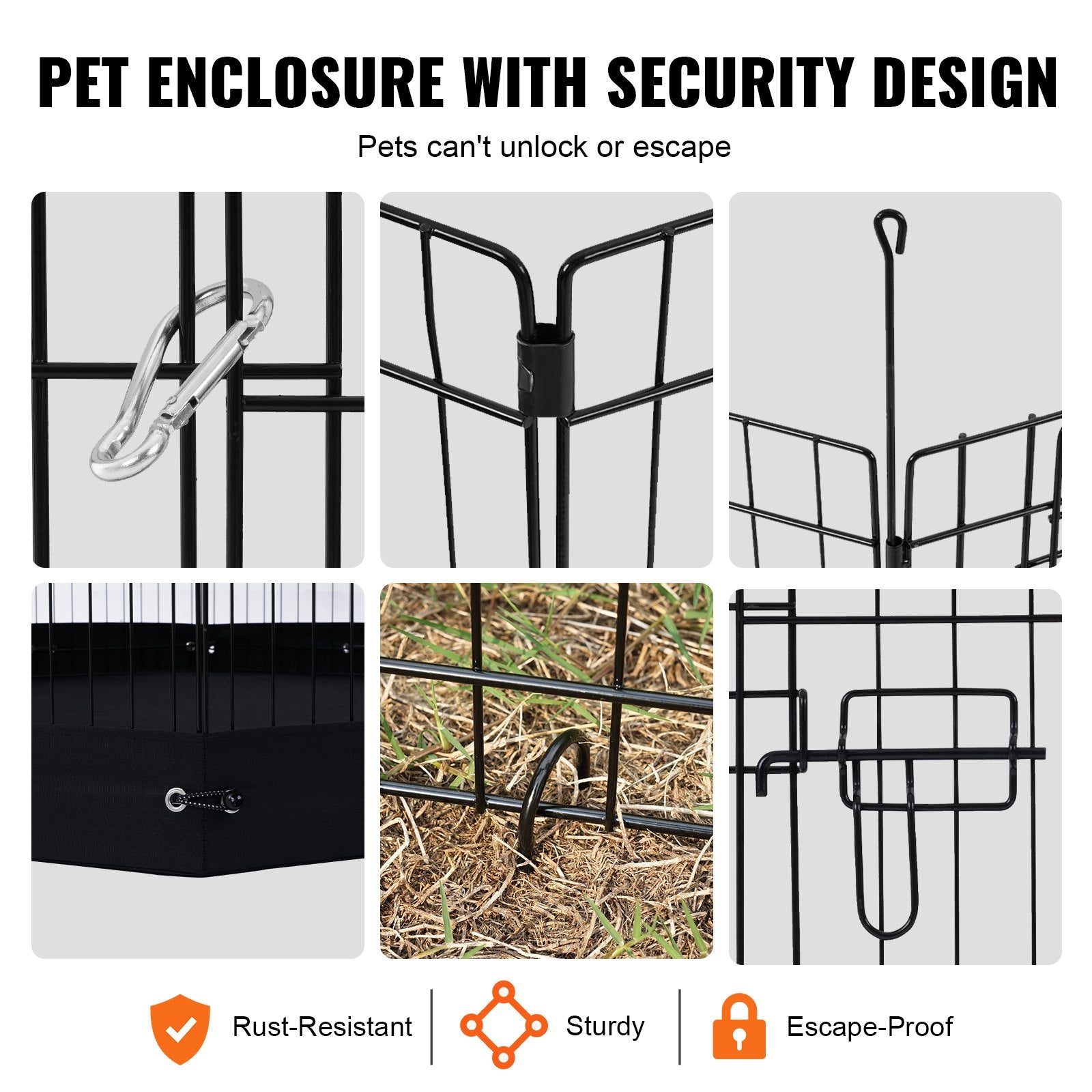 VEVOR Dog Playpen, 8 Pcs 30"H x 24"W Panels Foldable Metal Pet Exercise Pen, Dog Fence Indoor and Outdoor Pen with Door, 600D Oxford Fabric Bottom Pad, Pet Playpen for Dogs, Cats, Other Small Animals