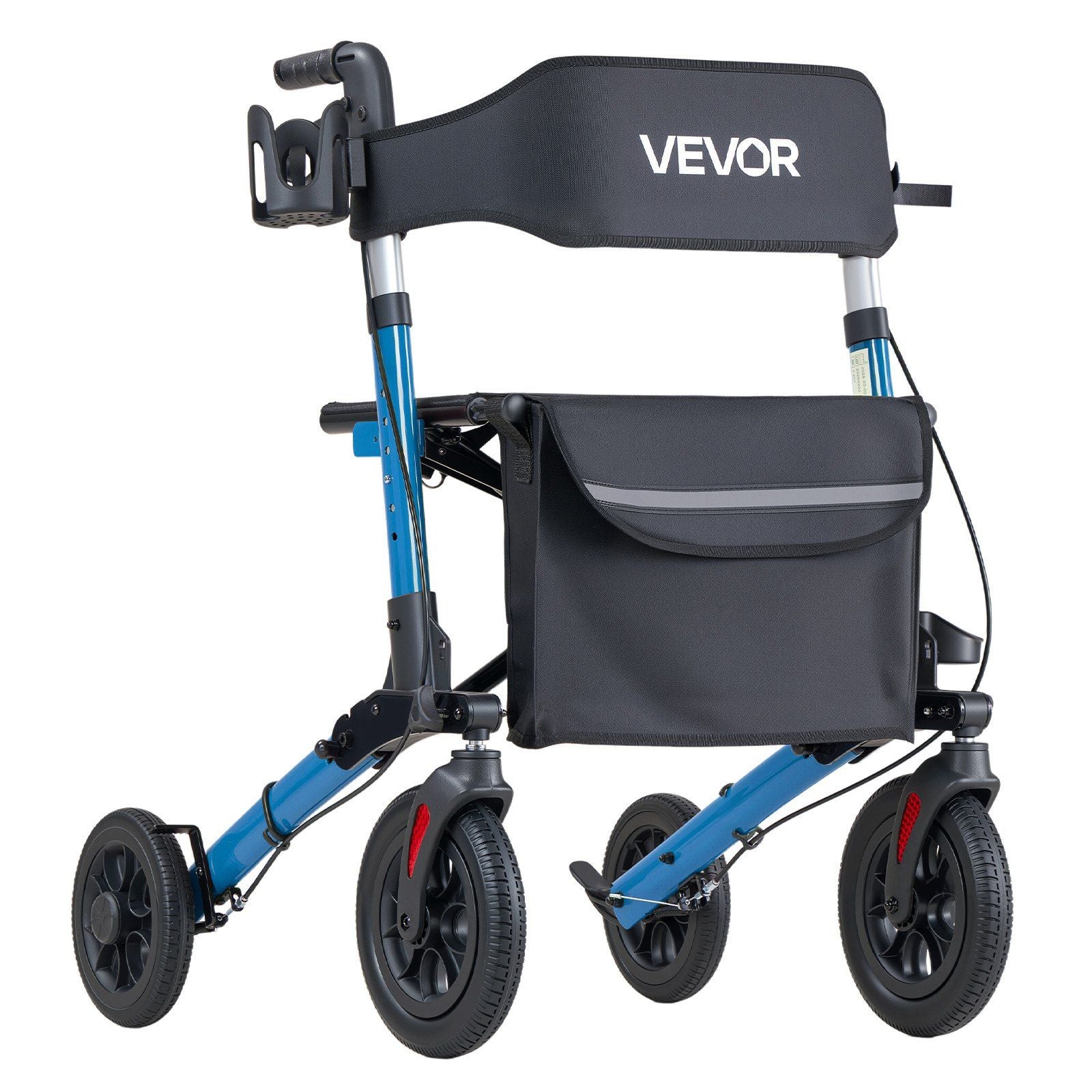 Rollator Walker with Seat for Seniors, Ultra Compact 3-Fold Rolling Walker, Lightweight Aluminum Mobility Walking Aid with PU Solid Wheels, Adjustable Handle, Cup & Cane Holder - Supports 136kg