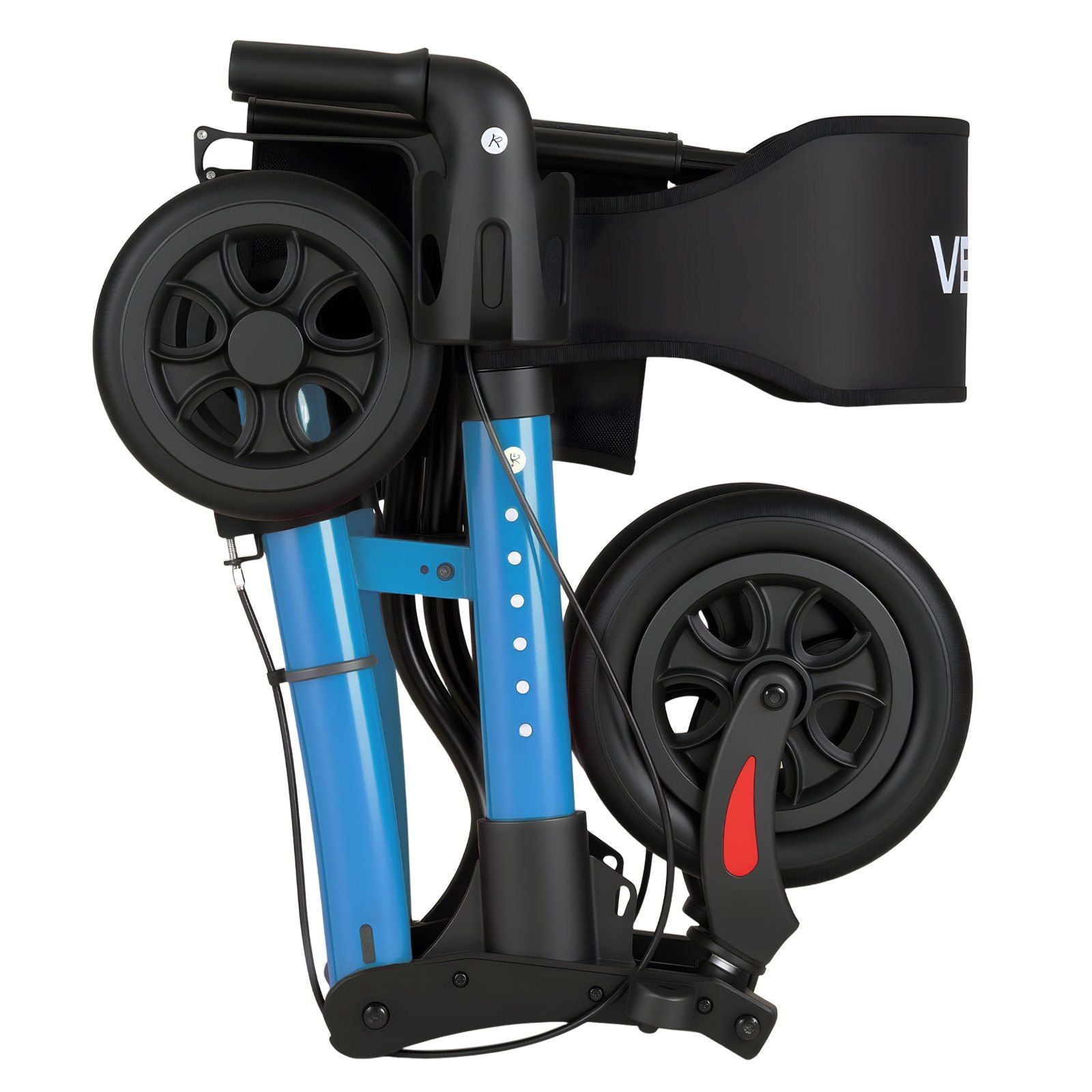 Rollator Walker with Seat for Seniors, Ultra Compact 3-Fold Rolling Walker, Lightweight Aluminum Mobility Walking Aid with PU Solid Wheels, Adjustable Handle, Cup & Cane Holder - Supports 136kg
