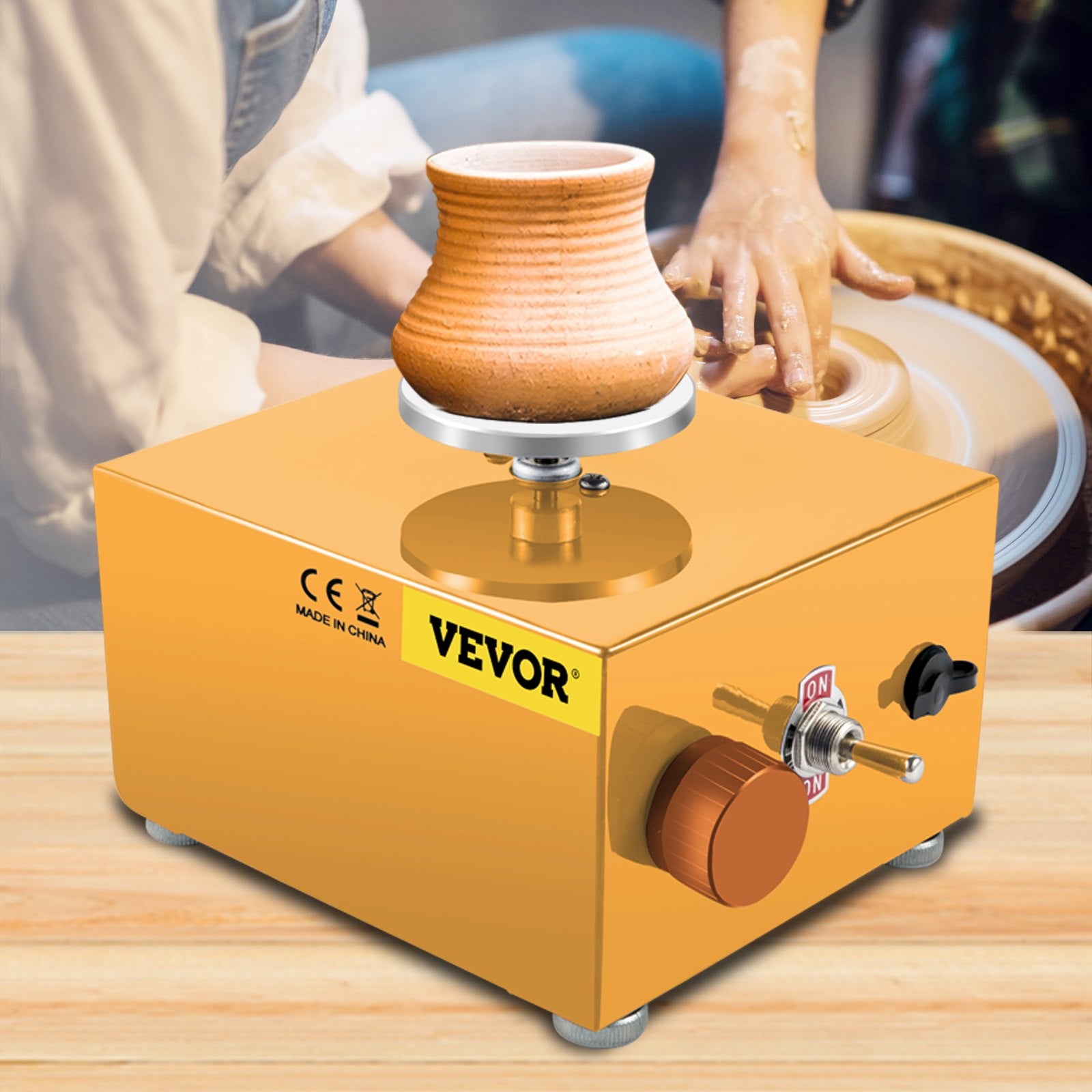 VEVOR Mini Pottery Wheel, 30W 0-2000 RPM Ceramic Wheel, Adjustable Speed DIY Clay Machines, Electric Sculpting Kits with 3 Turntables Trays and 16pcs Tools for Art Craft Work Molding Gift and Home DIY