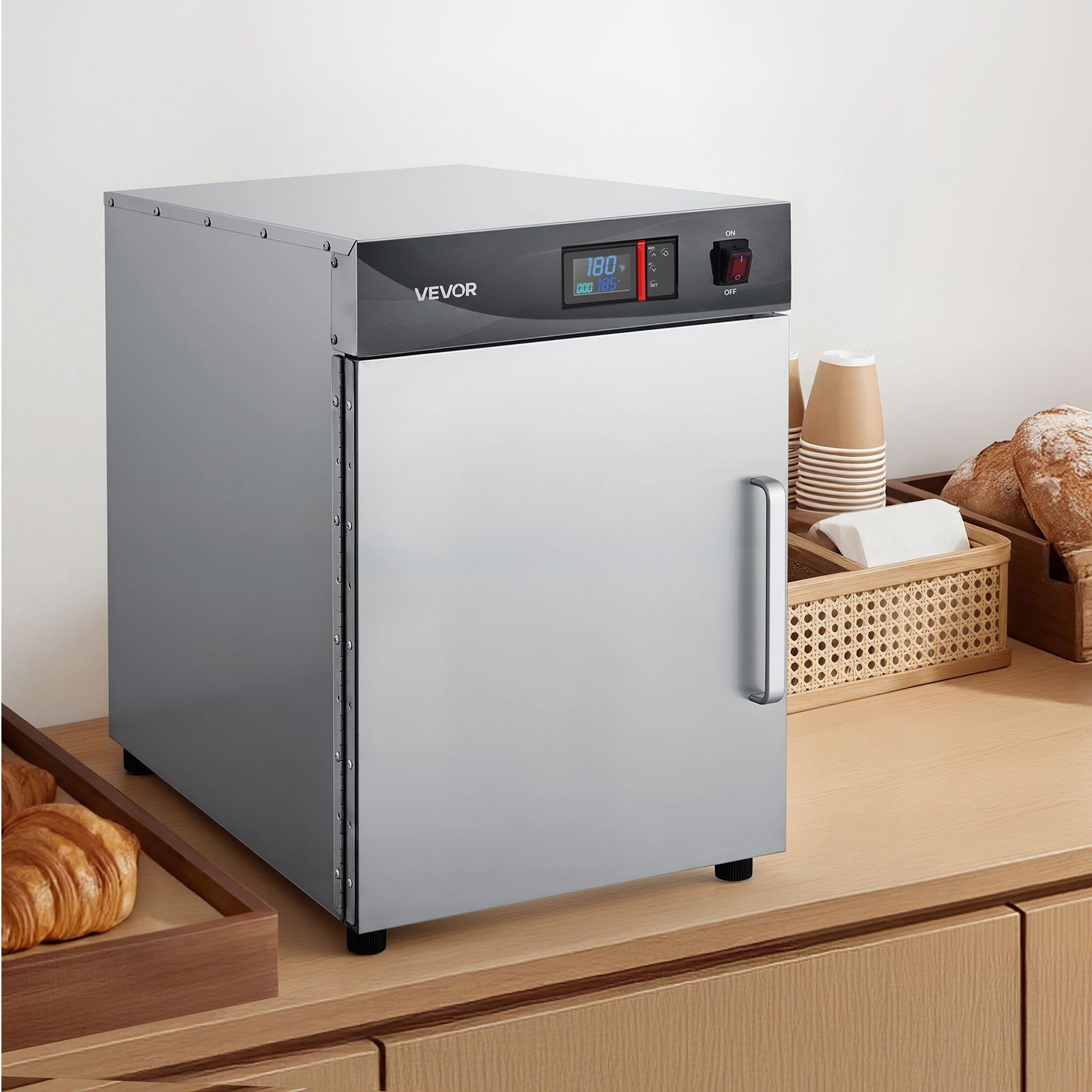 Electric Hot Box Food Warmer, 4-Tier Commercial Warming Cabinet with Water Tray, Single-Door and Adjustable Shelves, Stainless Steel Food Warmer Cabinet, for Restaurant, Kitchen, Pizza, Chicken