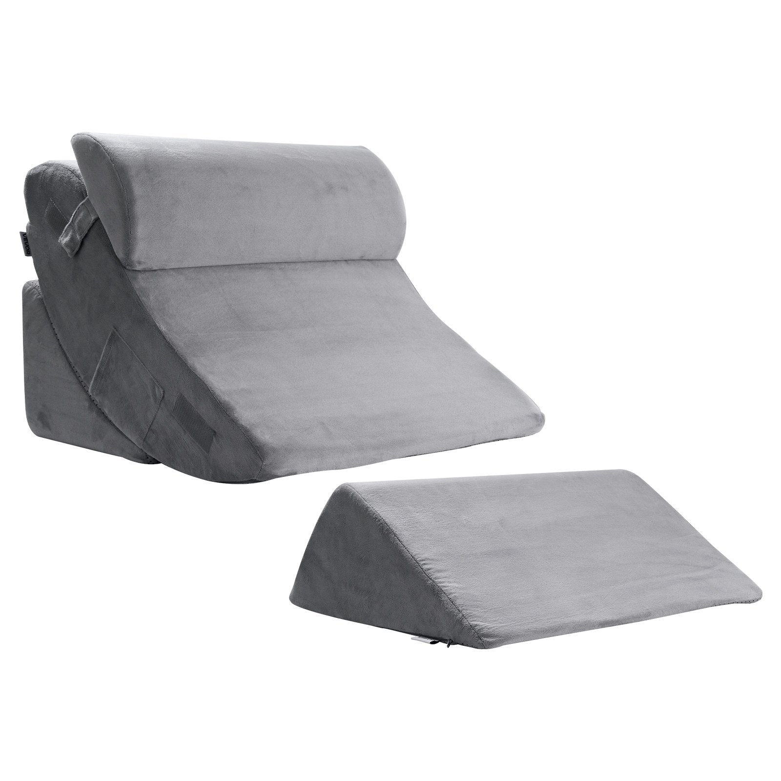 VEVOR Wedge Pillow for Sleeping, 4 Pcs Adjustable Orthopedic Bed Wedge Set, Support Leg Neck Shoulder, Post Surgery Pillow for Back Pain, Acid Reflux, Snoring Relief, Sitting up in Bed, Dark Grey
