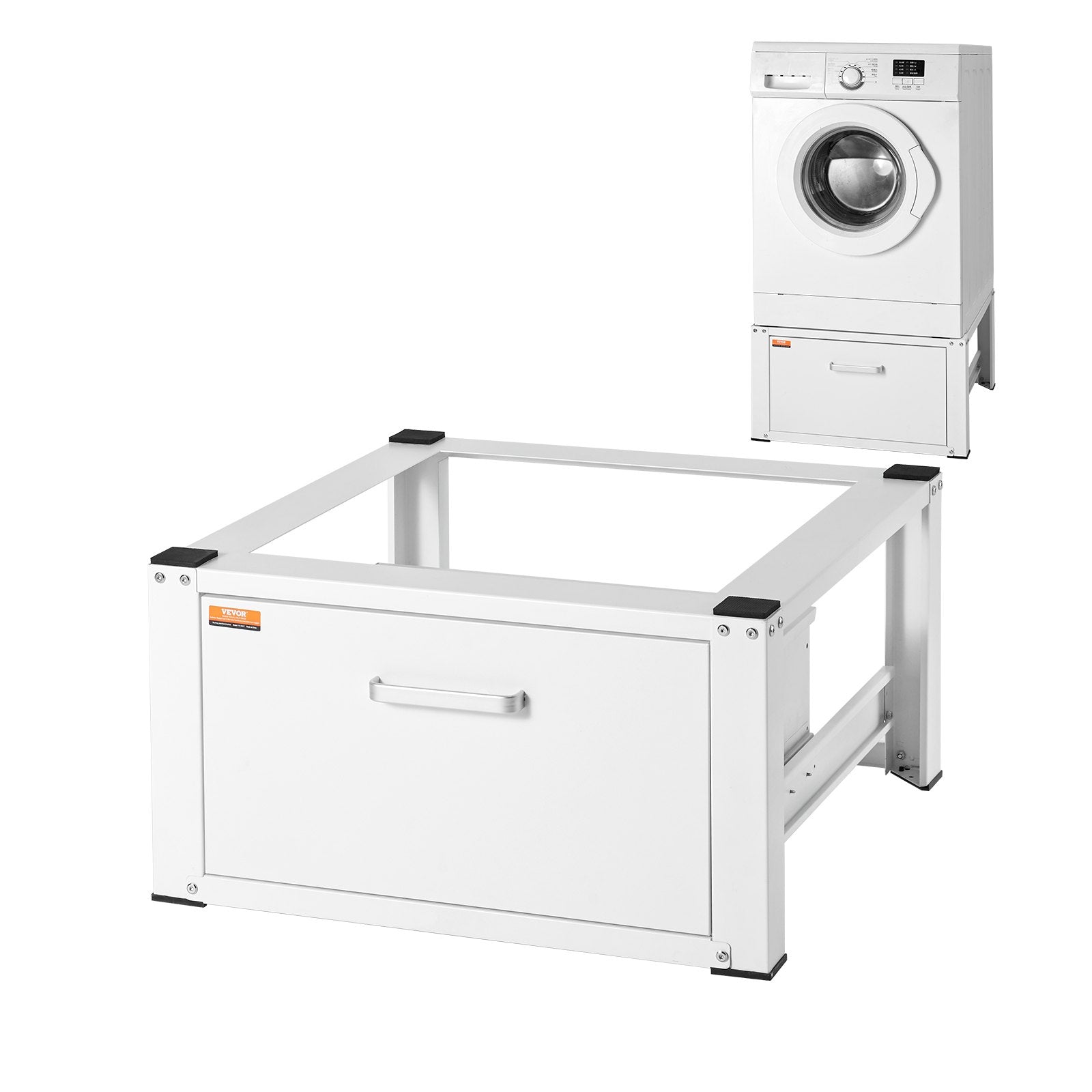 VEVOR Laundry Pedestal 686mmmW x 366mmH, Washer And Dryer Base Stand Platform Universal Fit 299kg Capacity, Heavy Duty Multi-Functional Base for Washing Machine with Drawer & Rich Accessories