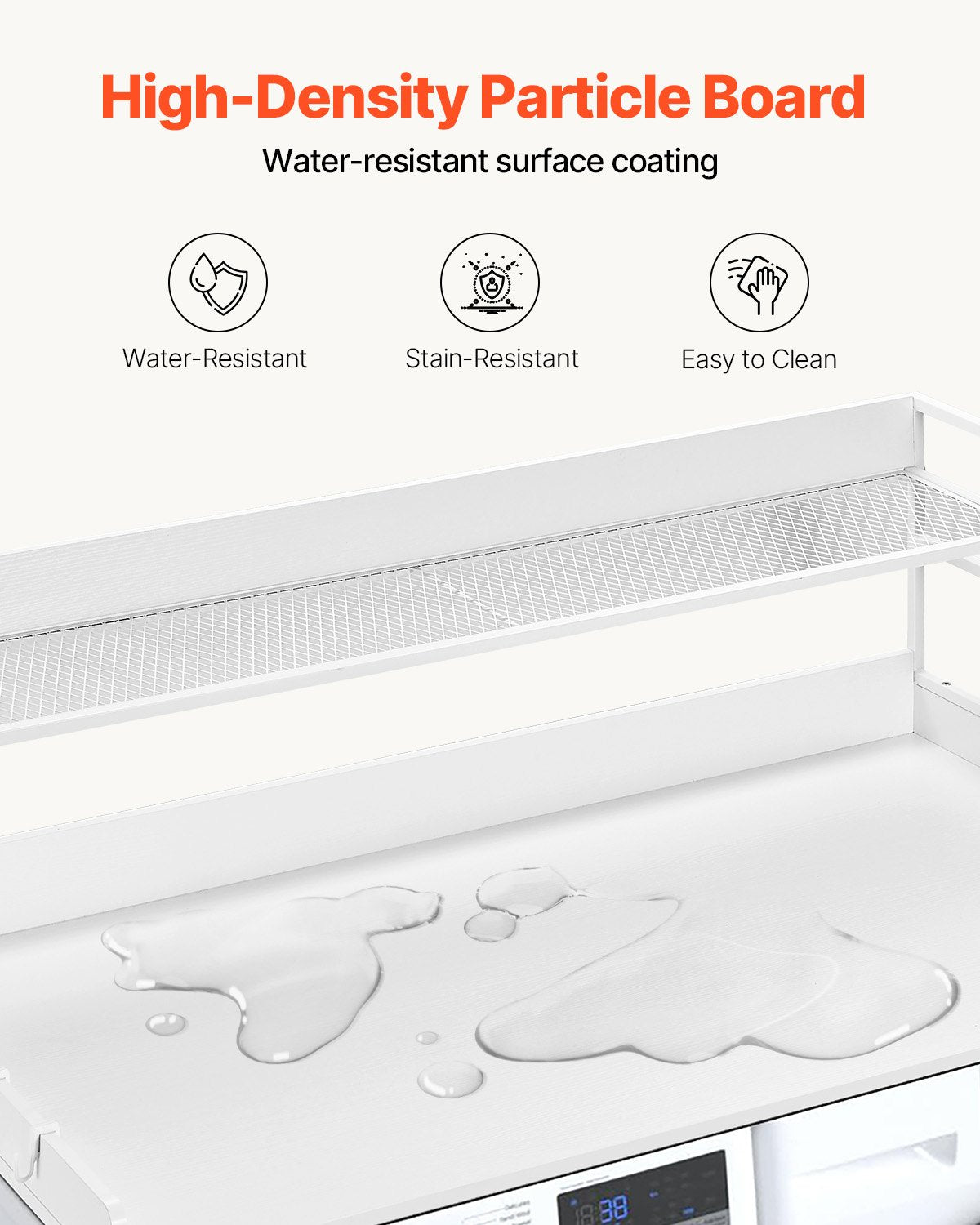 VEVOR Washer Dryer Countertop with Shelf 54"x27" Wooden Washer Dryer Cover White