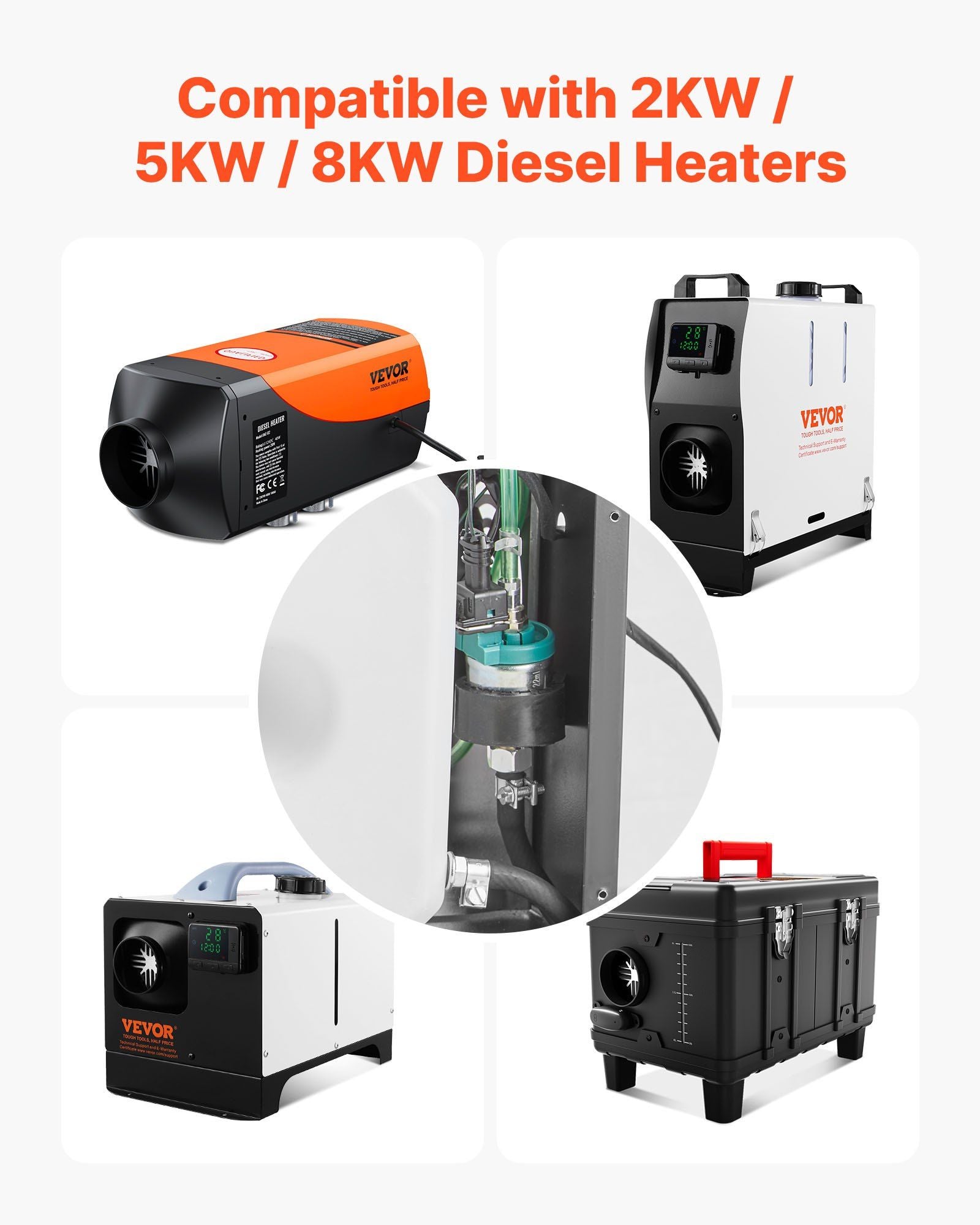 Diesel Heater Fuel Pump, 12V DC Car Air Heater Diesel Fuel Dosing Pump, 22ML Aluminum Air Diesels Parking Heaters Pumps Fits for 2KW 5KW 8KW Diesels Heaters, Quiet Design, Pulse Technology