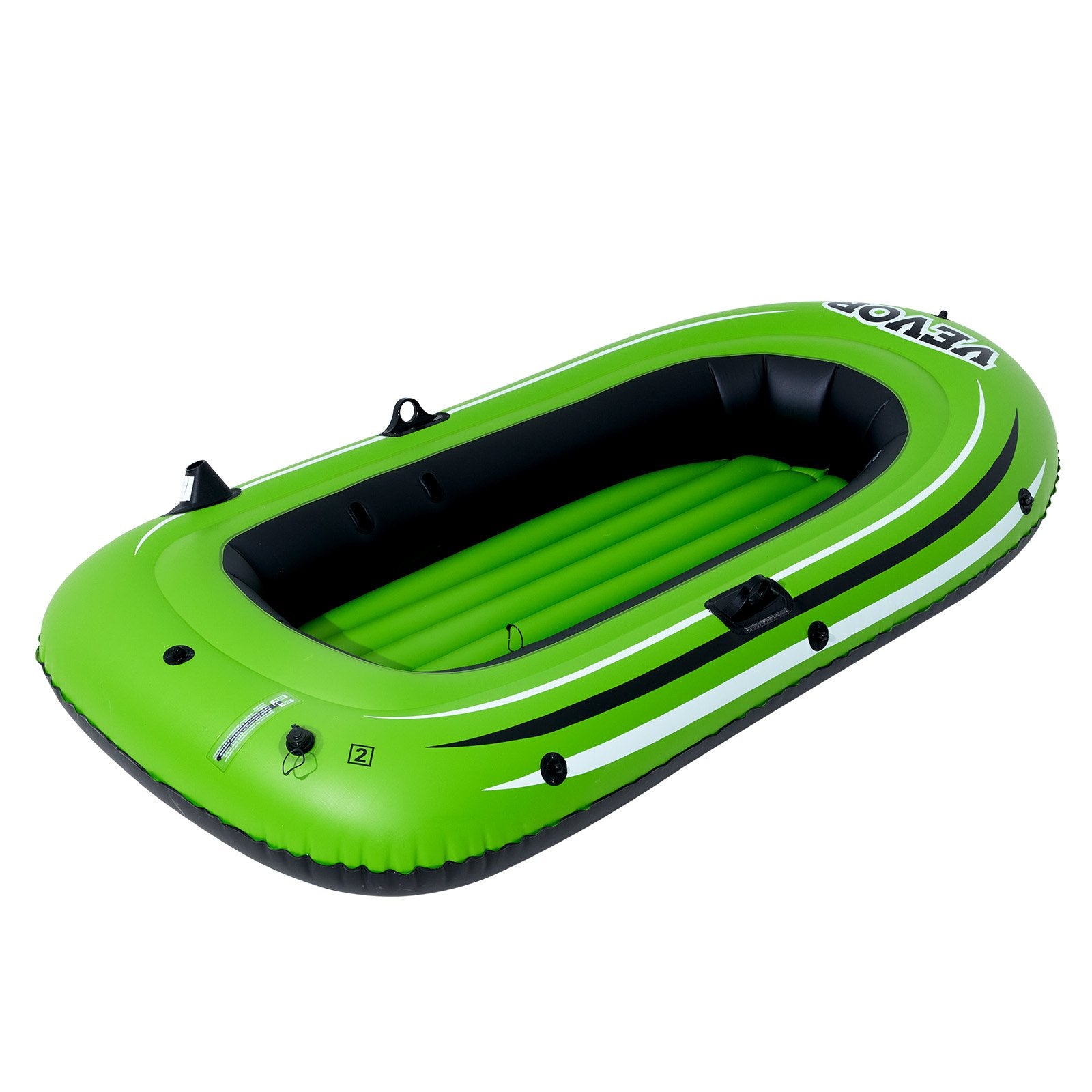 VEVOR Inflatable Boat, 2-Person Inflatable Fishing Boat, Strong PVC Portable Boat Raft Kayak, Includes 1158 mm Aluminum Oars, High-Output Pump and Fishing Rod Holders, 227 kg Capacity for Adults, Kids