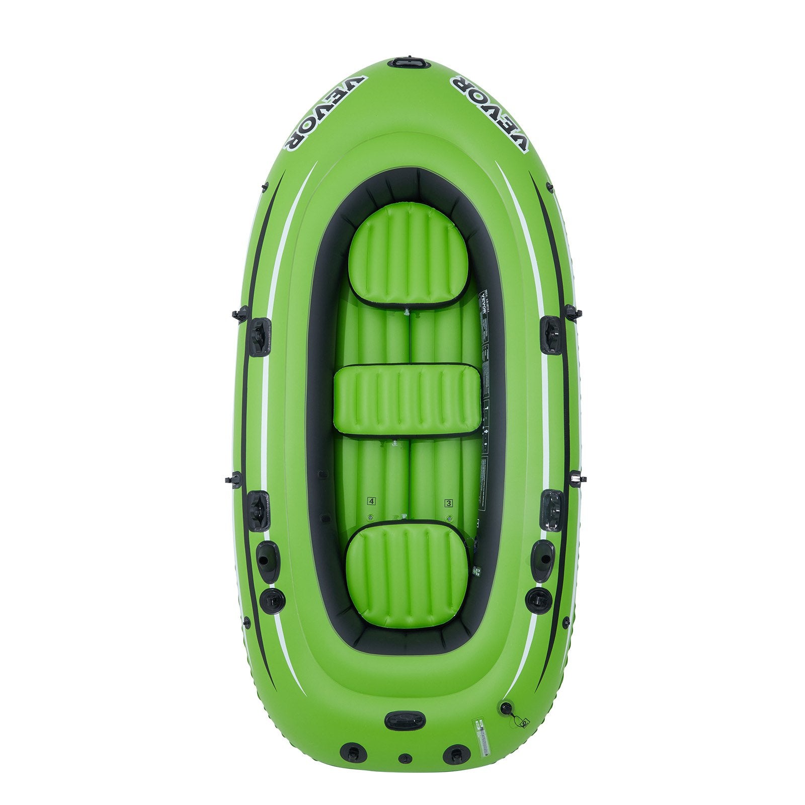 VEVOR Inflatable Boat, 5-Person Inflatable Fishing Boat, PVC Portable Boat Raft Kayak, 1158 mm Aluminum Oars, High-Output Pump, Fishing Rod Holders, and 2 Seats, 1100 lb Capacity for Adults, Kids