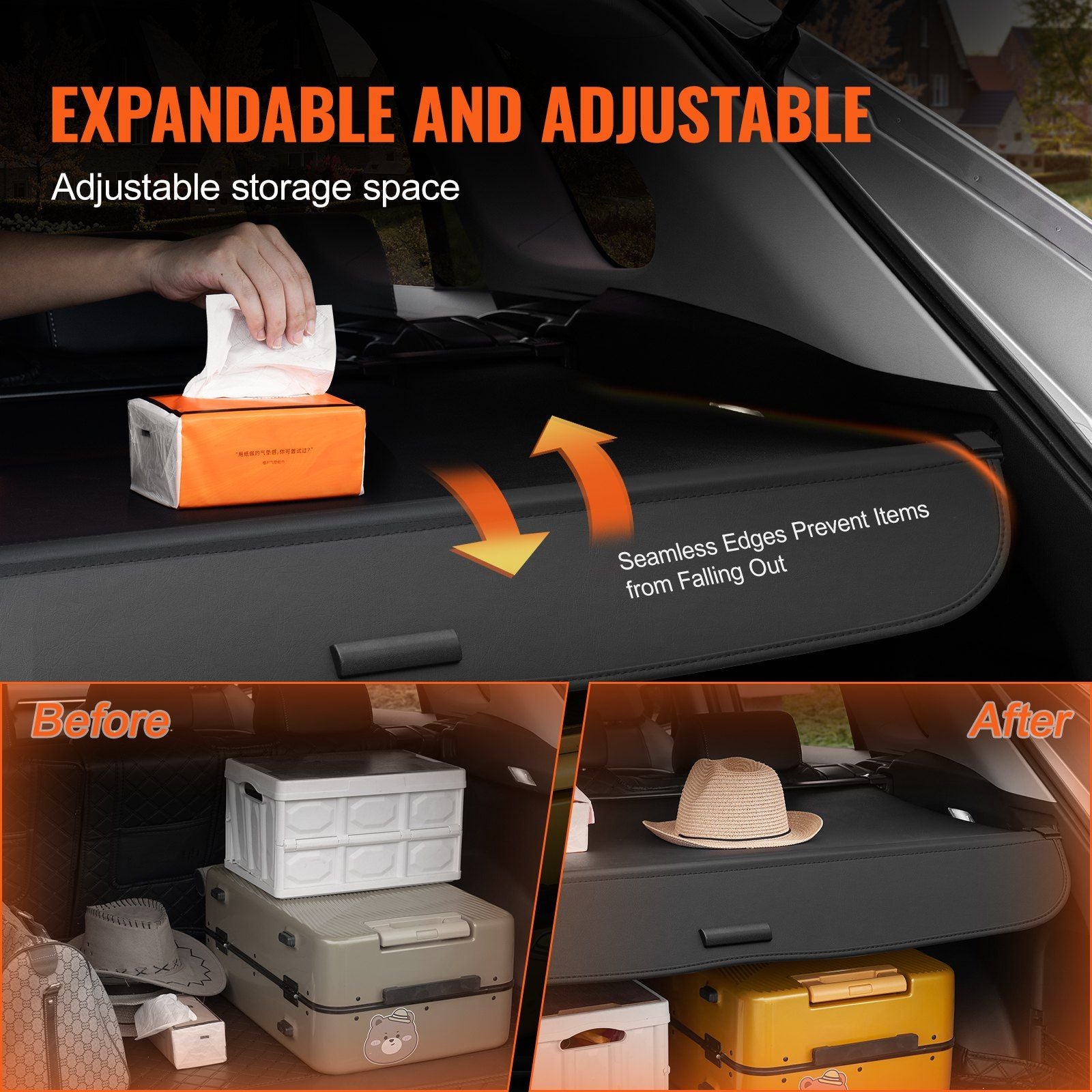 Retractable Cargo Cover for Honda, Upgraded Waterproof Trunk Cover Security Shield Shade for Honda CRV 2023-2025 5-Seater, UV Resistant Rear Trunk Cover with Aluminum Alloy & PVC Leather Texture