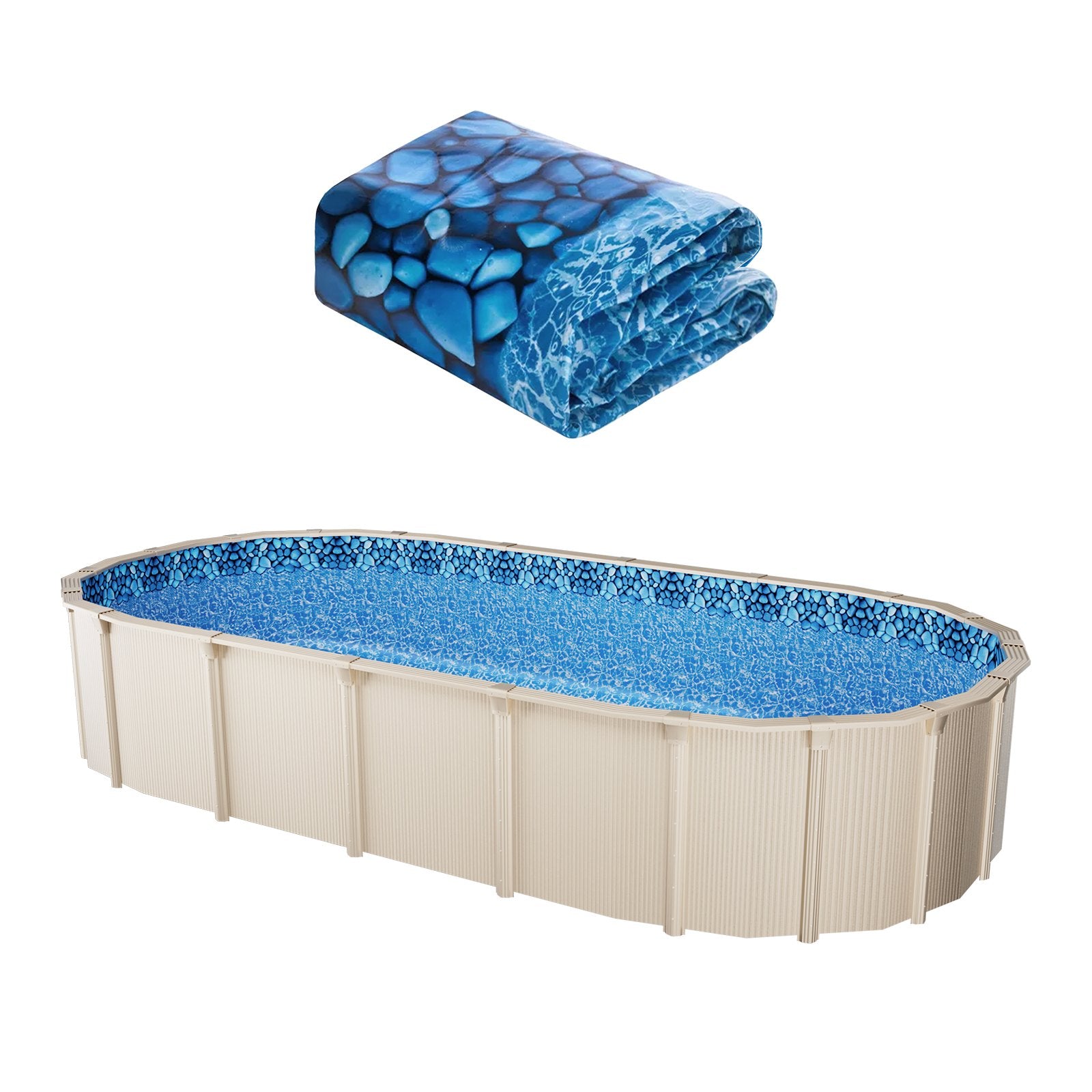 VEVOR Oval Pool Liner 15x30ft Unibead Style Pool Liner 52in Wall Height