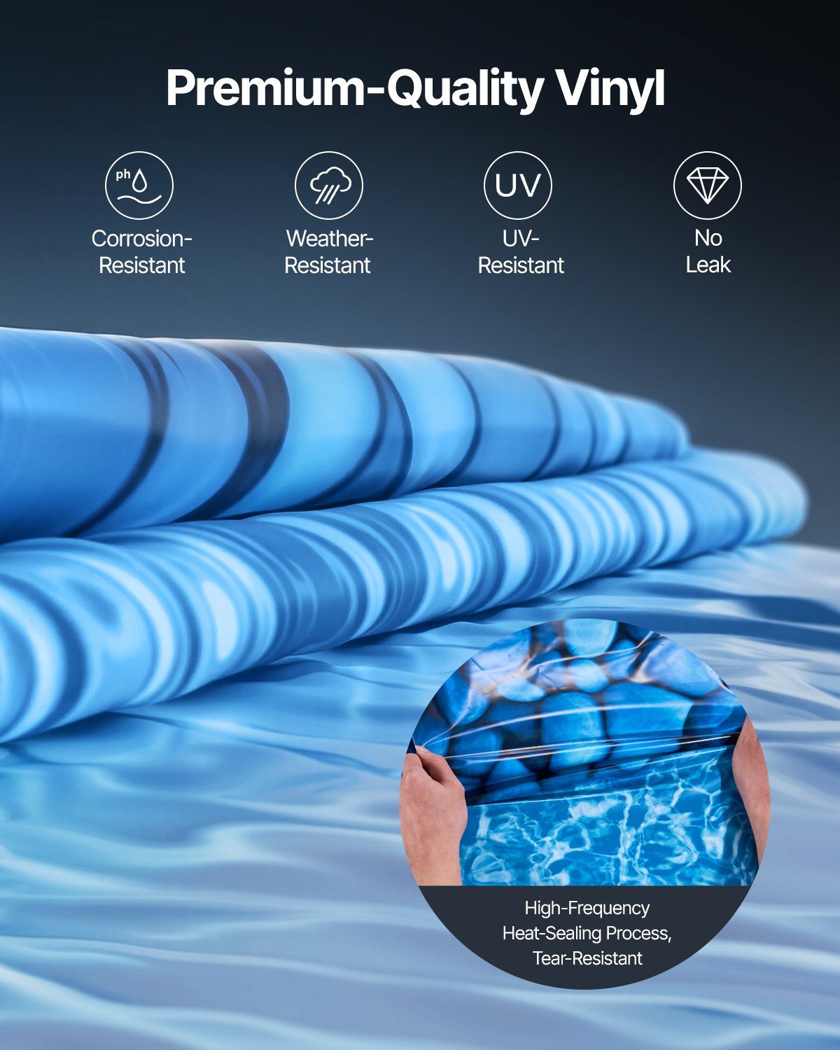 21-ft Round Above Ground Pool Liner, Unibead Pool Liners, Standard Gauge, 52inch Wall Height, Designed for Steel Sided Above-Ground Swimming Pools
