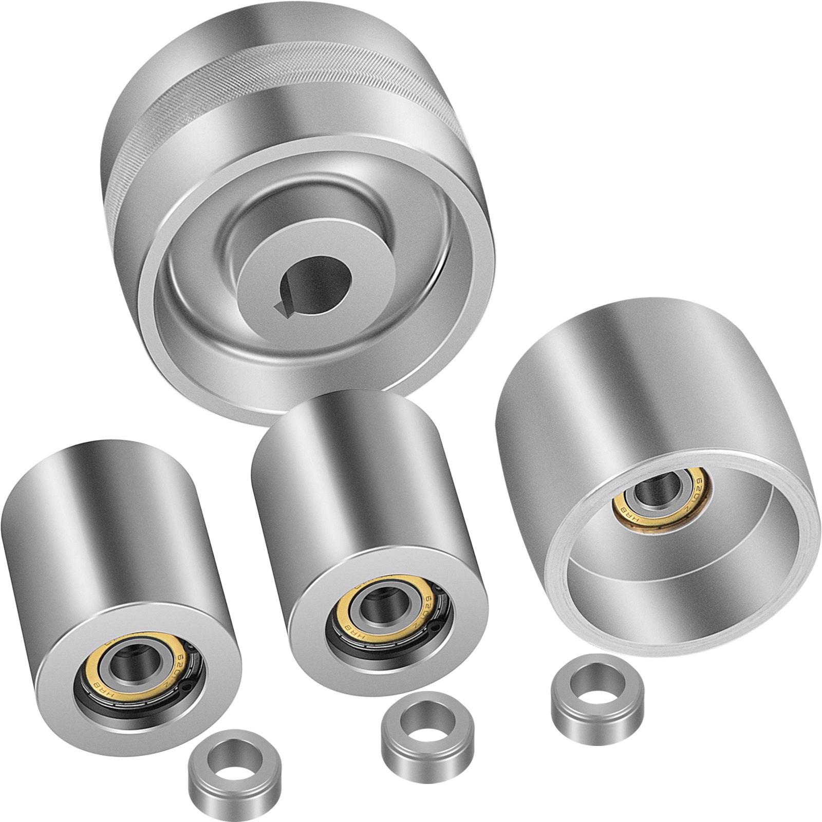 VEVOR Belt Grinder 2" x 72" Wheel Set, Belt Knife Grinder Wheel Set, Aluminum Belt Grinder Wheel Crowned for Knife Grinder with 4" Drive Wheel (0.94" Bore), 3" Tracking Wheel and 2 x 2" Idler Wheels