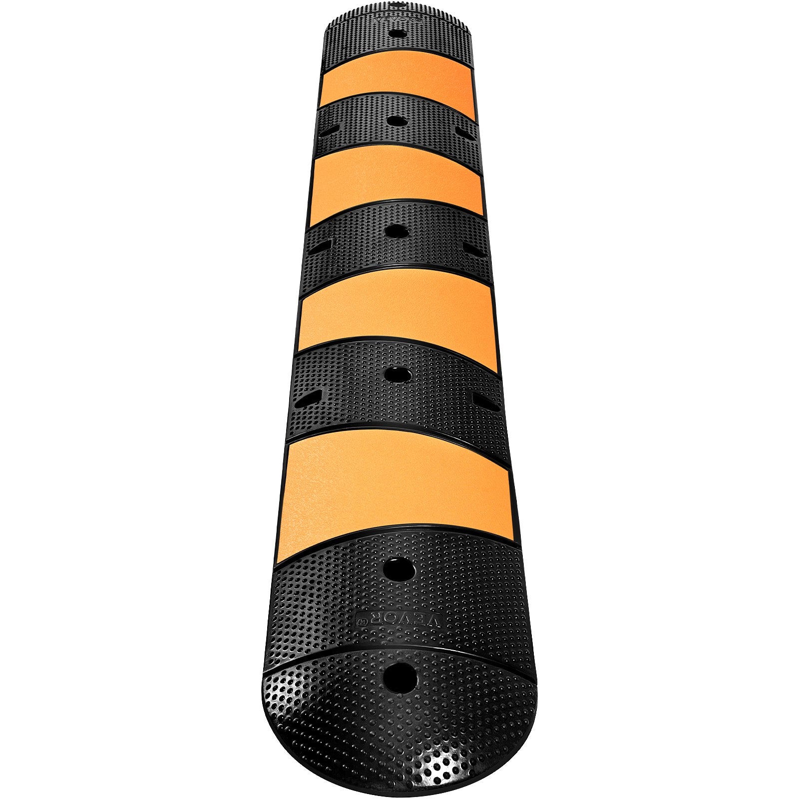 VEVOR Rubber Speed Bump, 1 Pack 2 Channel Speed Bump Hump, 72\" Long Modular Speed Bump Rated 22000 LBS Loading, 72.8 x 12.2 x 2.2 Garage Speed Bump for Asphalt Concrete Gravel Driveway with 2 End Cap
