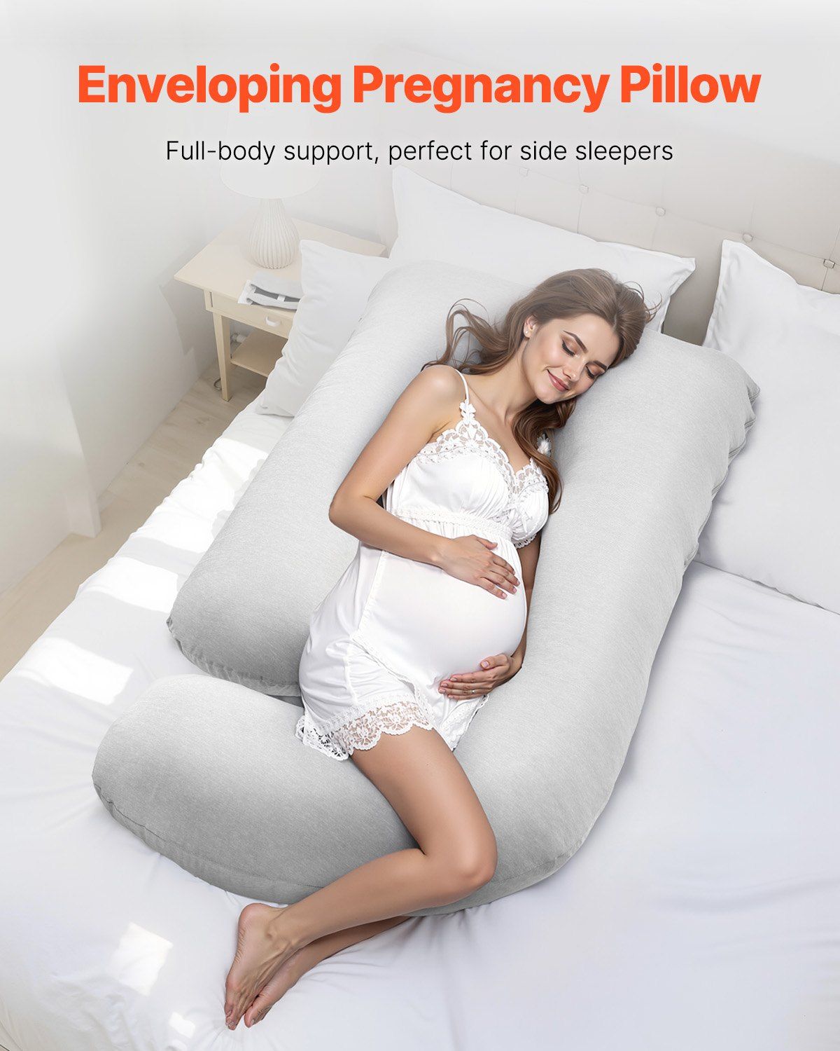 Pregnancy Pillow, G-Shaped Maternity Pillow, Full-Body Support Pillow with Removable & Washable Cover, Soft and Breathable Pregnancy Body Pillows for Back, Belly, Hips, Legs Relief