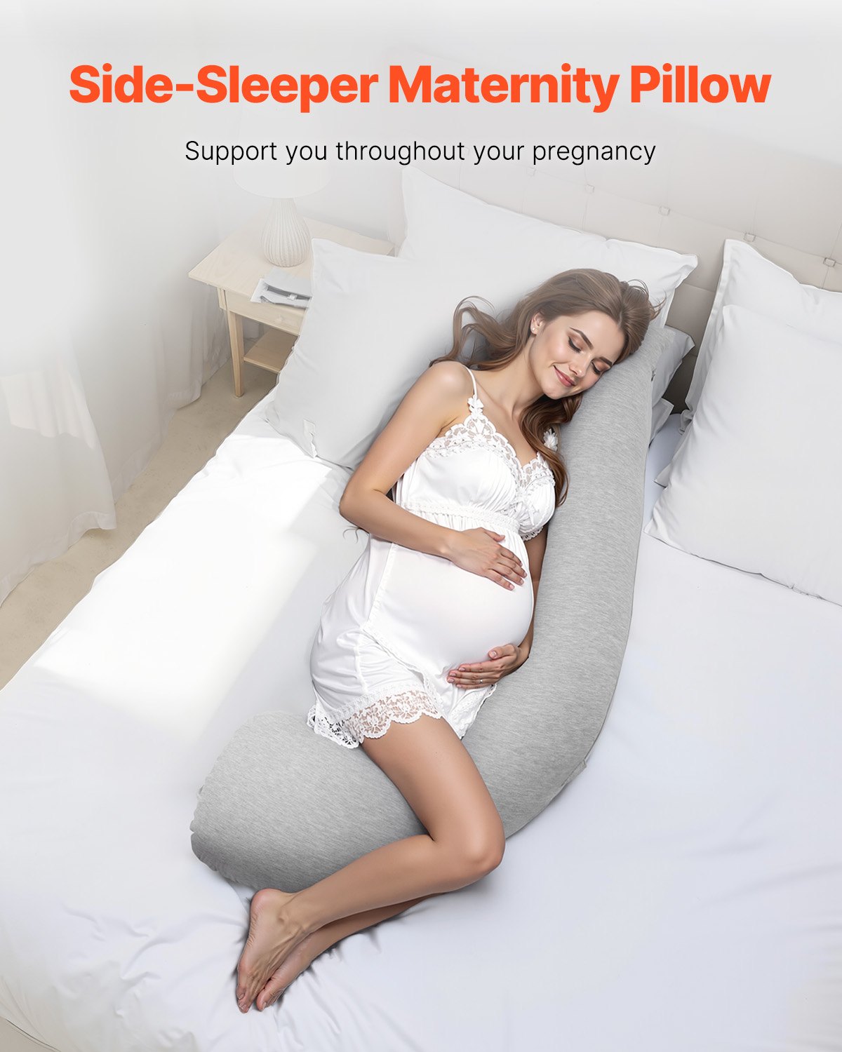 VEVOR Pregnancy Pillows L-Shaped Pregnant Maternity Pillow Soft & Breathable