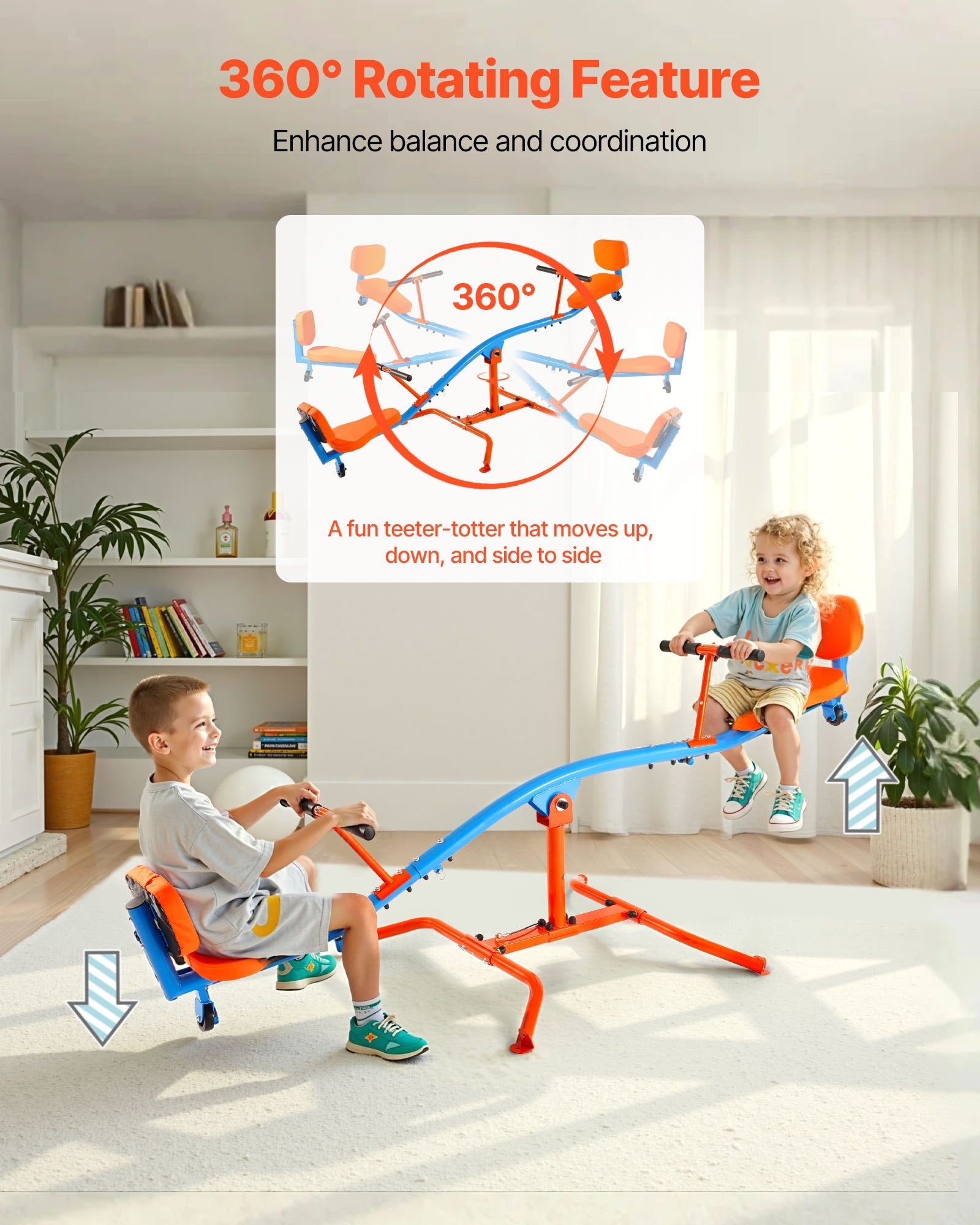 VEVOR Kids Seesaw 136 kg Capacity 360 Degrees Rotating Teeter Totter Aged 3+