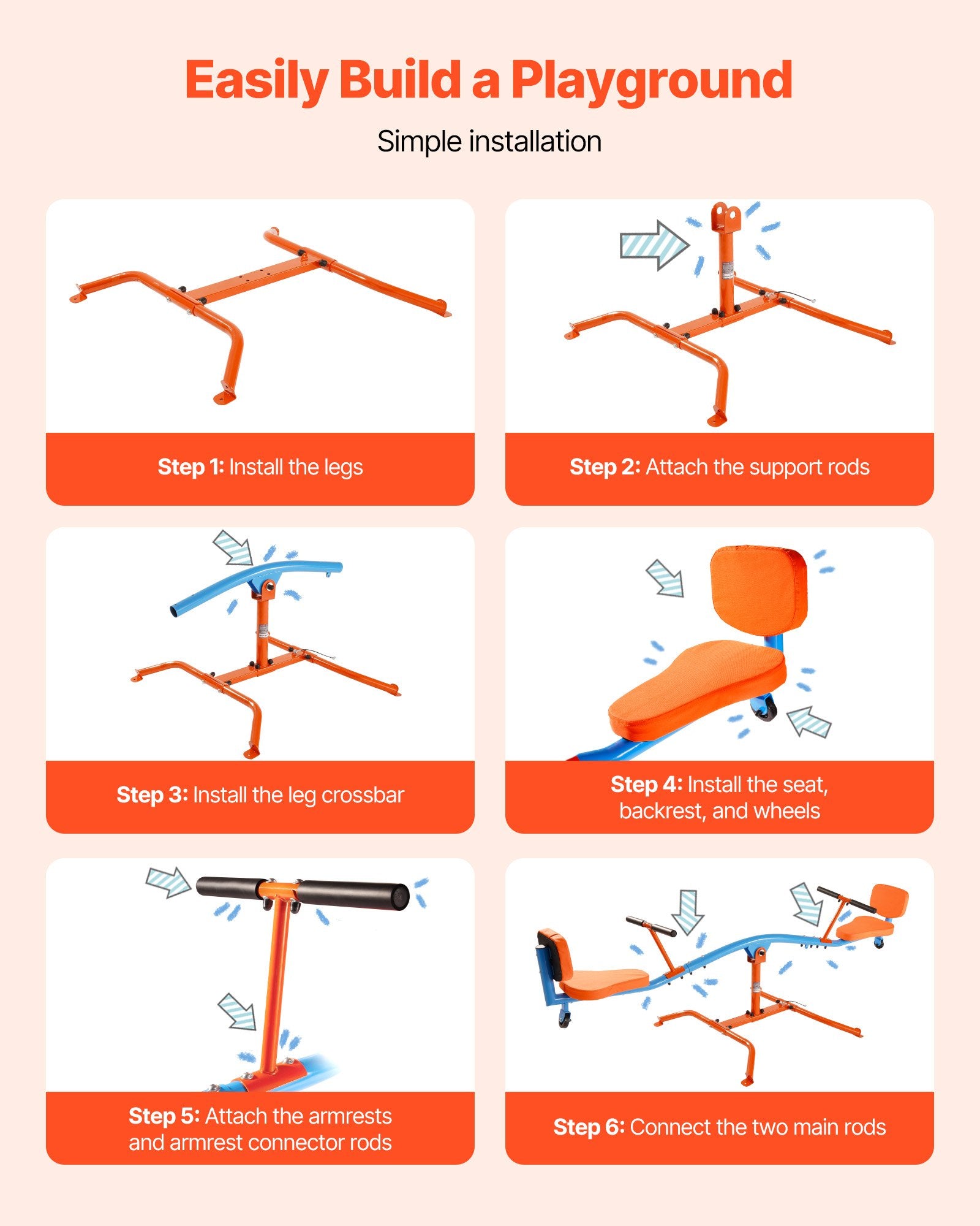 VEVOR Kids Seesaw 136 kg Capacity 360 Degrees Rotating Teeter Totter Aged 3+