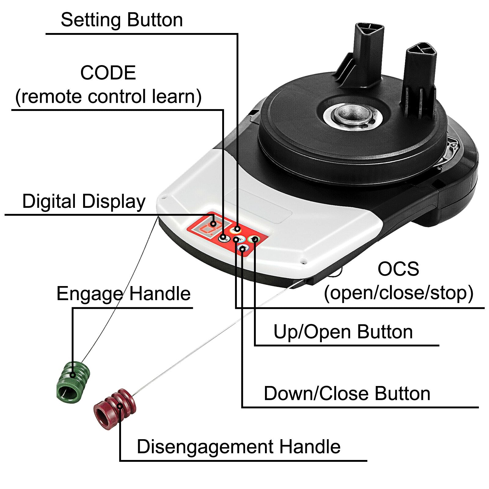 VEVOR Garage Roller Door Opener, 800 N Lift Force 164 ft Remote Control, 220V Electric Roller Gate Opener, Auto Garage Roller Gate Opener Kit with 2 Remote, Apply for Garage Store