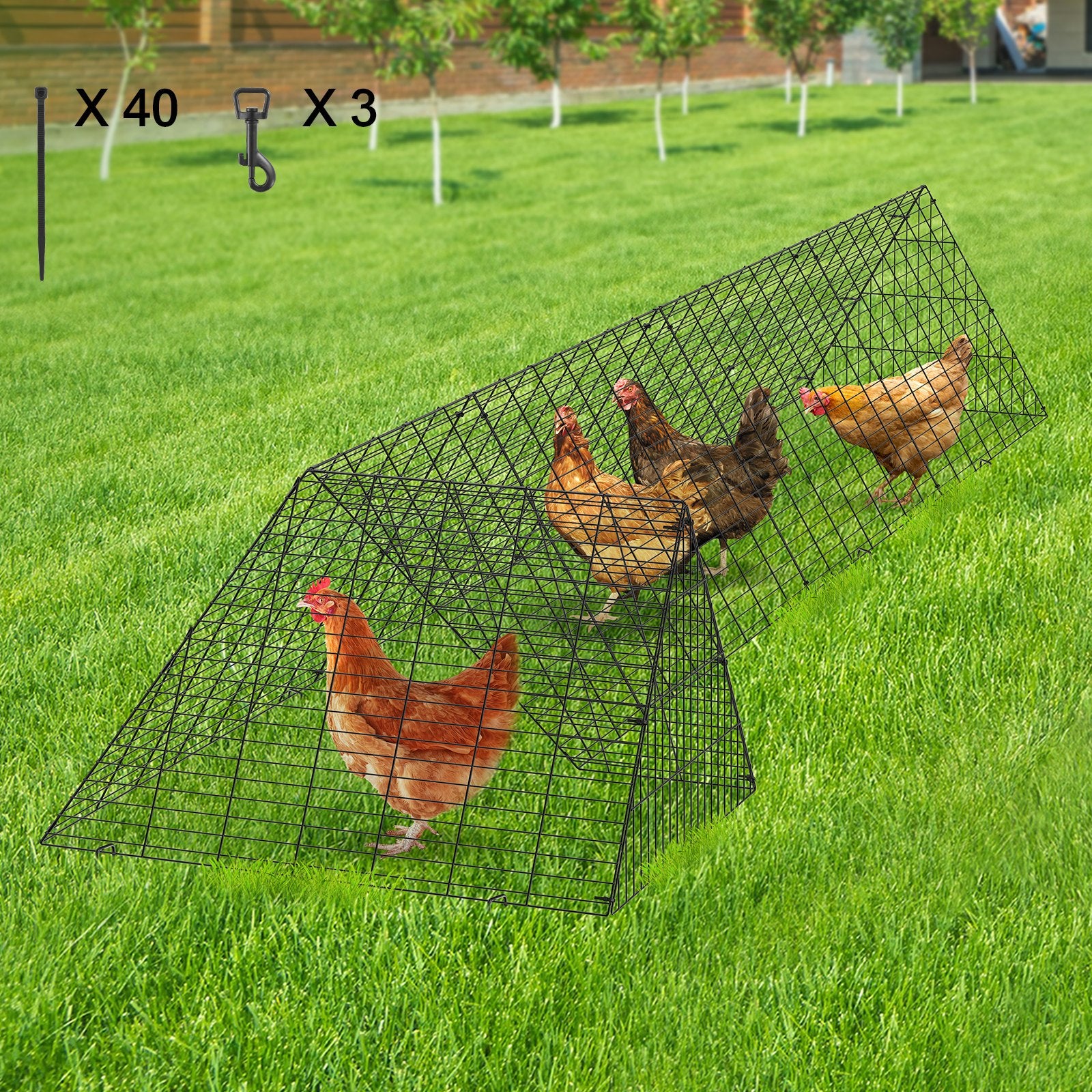 VEVOR Chicken Tunnels, 400x100x61.5 cm(LxWxH) Chicken Tunnels for Yard, Portable Chicken Tunnels for Outside with Corner Frames, Chicken Coop Run, Suitable for Chickens, Ducks, Rabbits