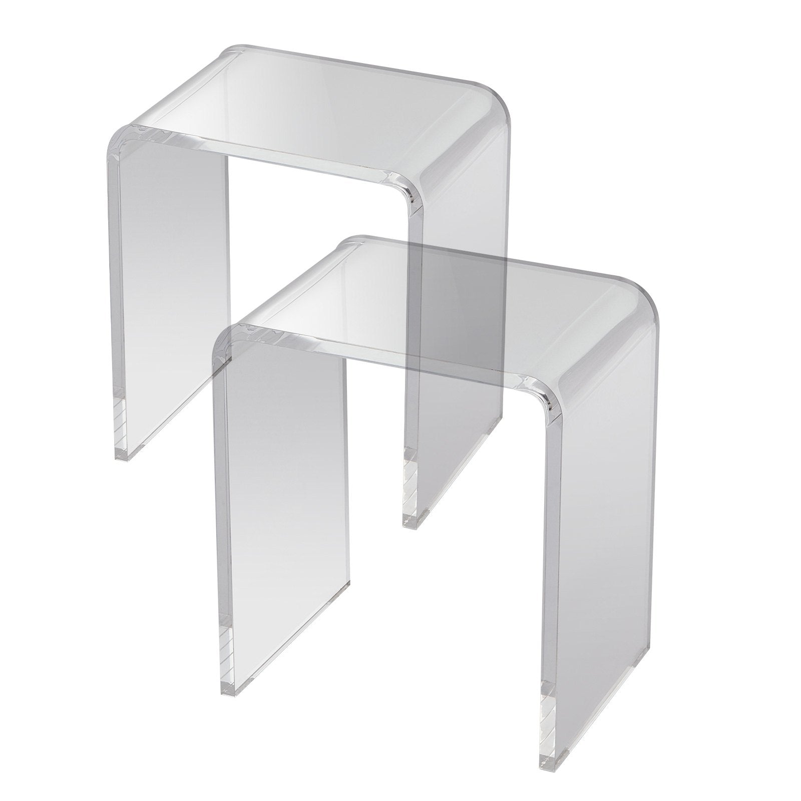 VEVOR Acrylic End Table, 2 pcs C-Shaped Lucite Side Tables, Clear Acrylic Side Table for Drink, Food, Snack used in Living Room, Bedroom, and Study