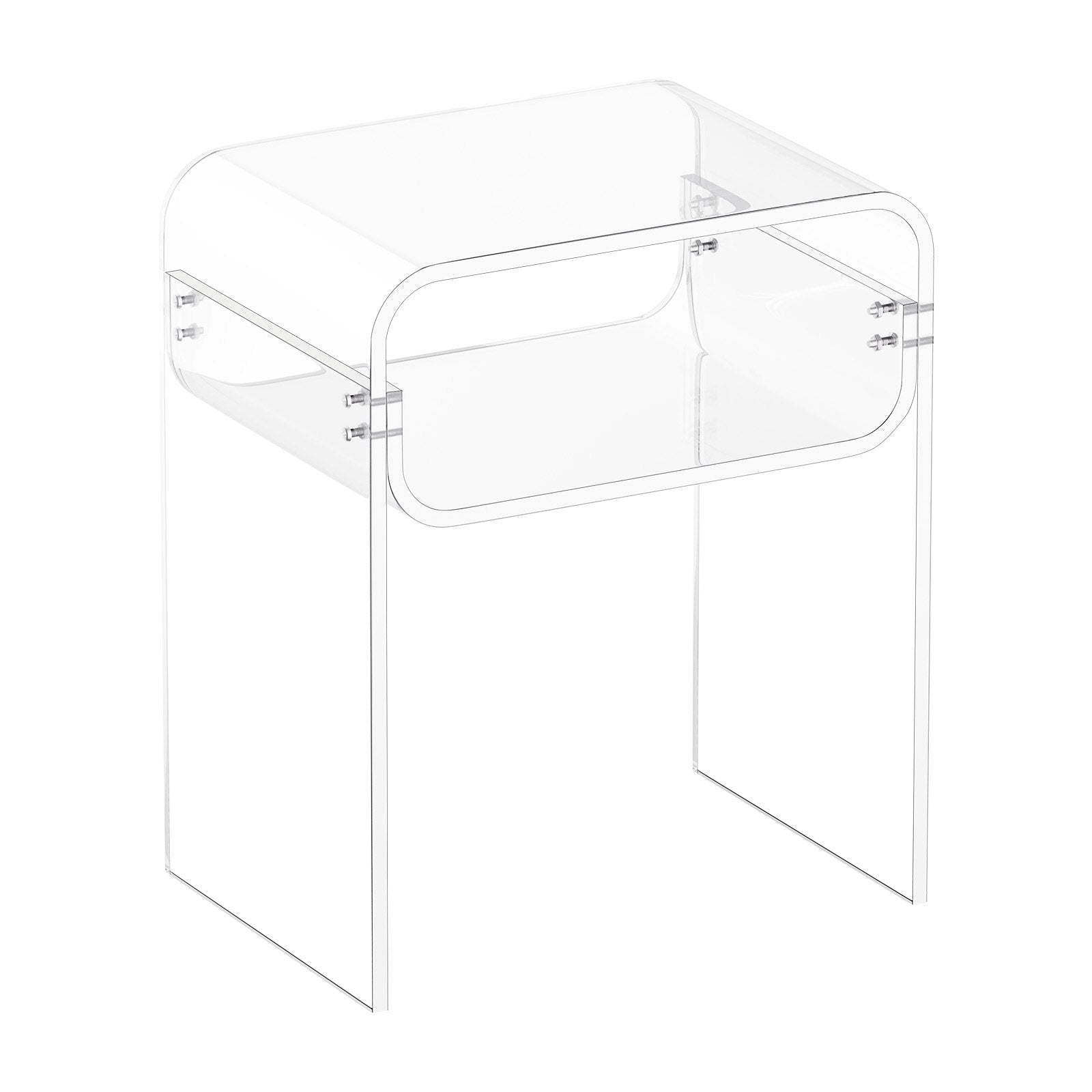 VEVOR Acrylic Side Table, 2 Tiers Clear Bedside Table with Storage Shelf, Modern Rectangle Acrylic End Desk, Transparent Thick Nightstand for Bedroom, Living Room, Study, 30 x 40 x 50 cm (Clear)