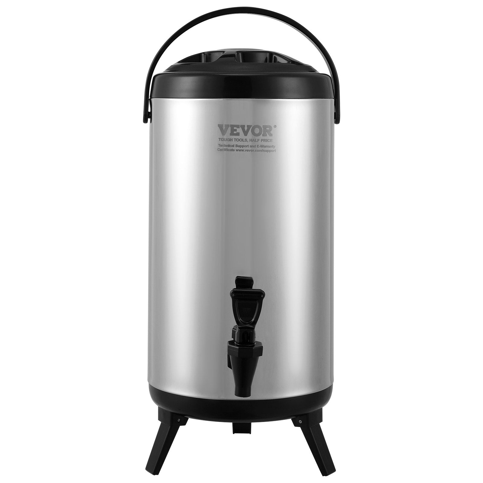 VEVOR Stainless Steel Insulated Beverage Dispenser, 9.2 Liter, Thermal Hot and Cold Drink Server Dispenser with Spigot Handle, Food-grade for Hot Tea Coffee Water Restaurant Drink Shop