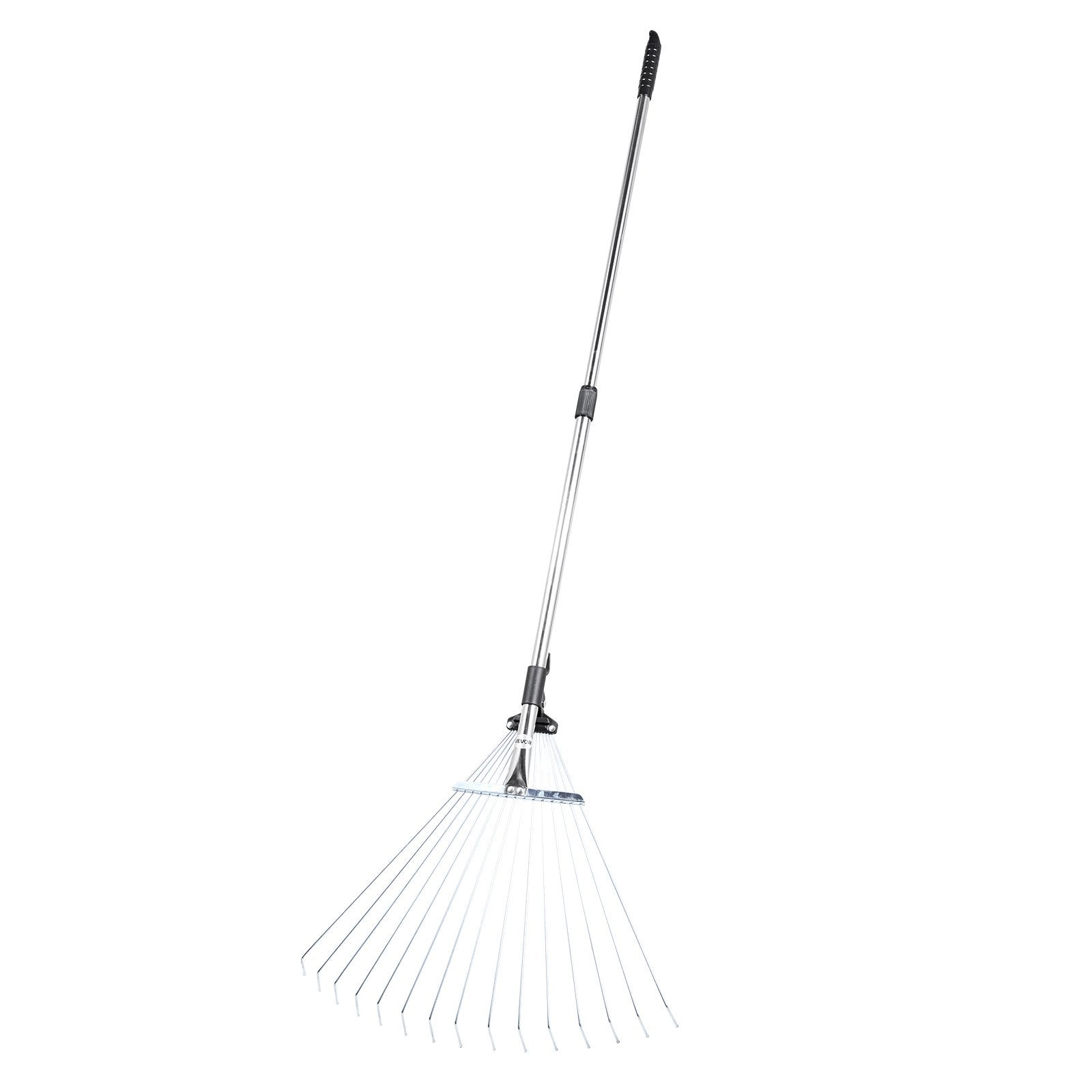 VEVOR Leaf Rake, 15 Metal Tines, Adjustable Garden Rake for Lawns with 19-57 cm Wide Head and 81.3-160 cm Long Handle, Heavy Duty Stainless Steel Small Leaves Tool for Gardening Camping Yard Grass